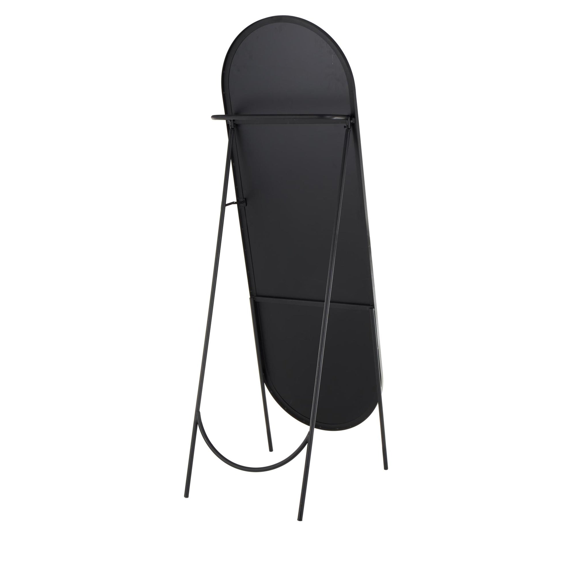 Geometric Black Metal Foldable Freestanding Oval Room Floor Mirror