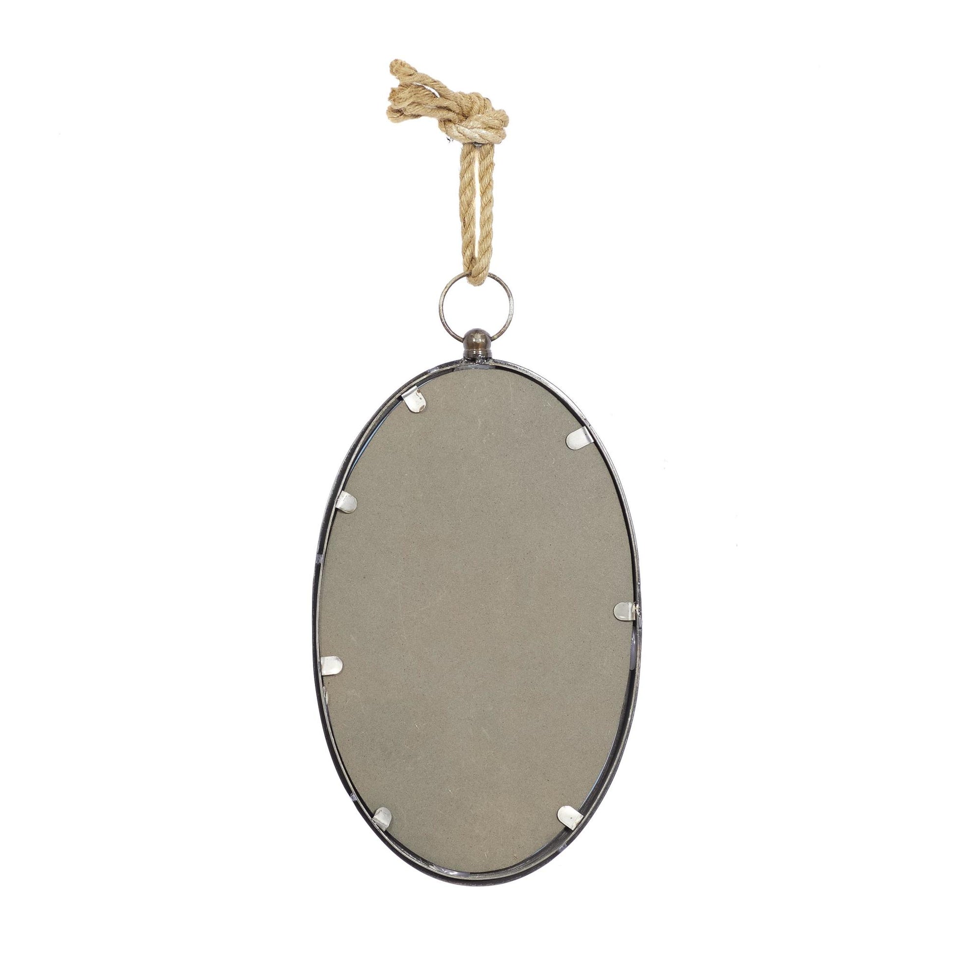 Set of 5 Gray Metal Room Wall Mirror with Hanging Rope