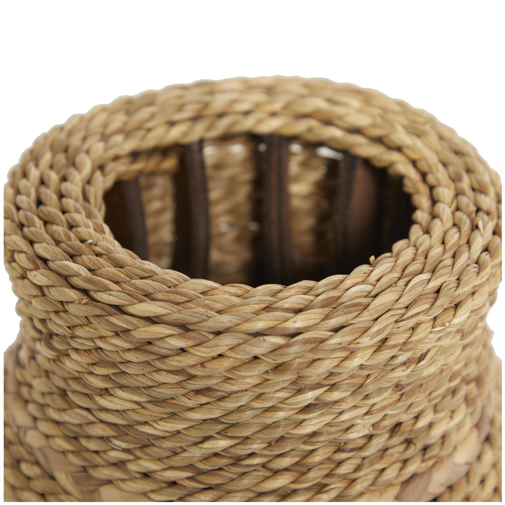 Brown Seagrass Handmade Slim Woven Tall Decorative Vase