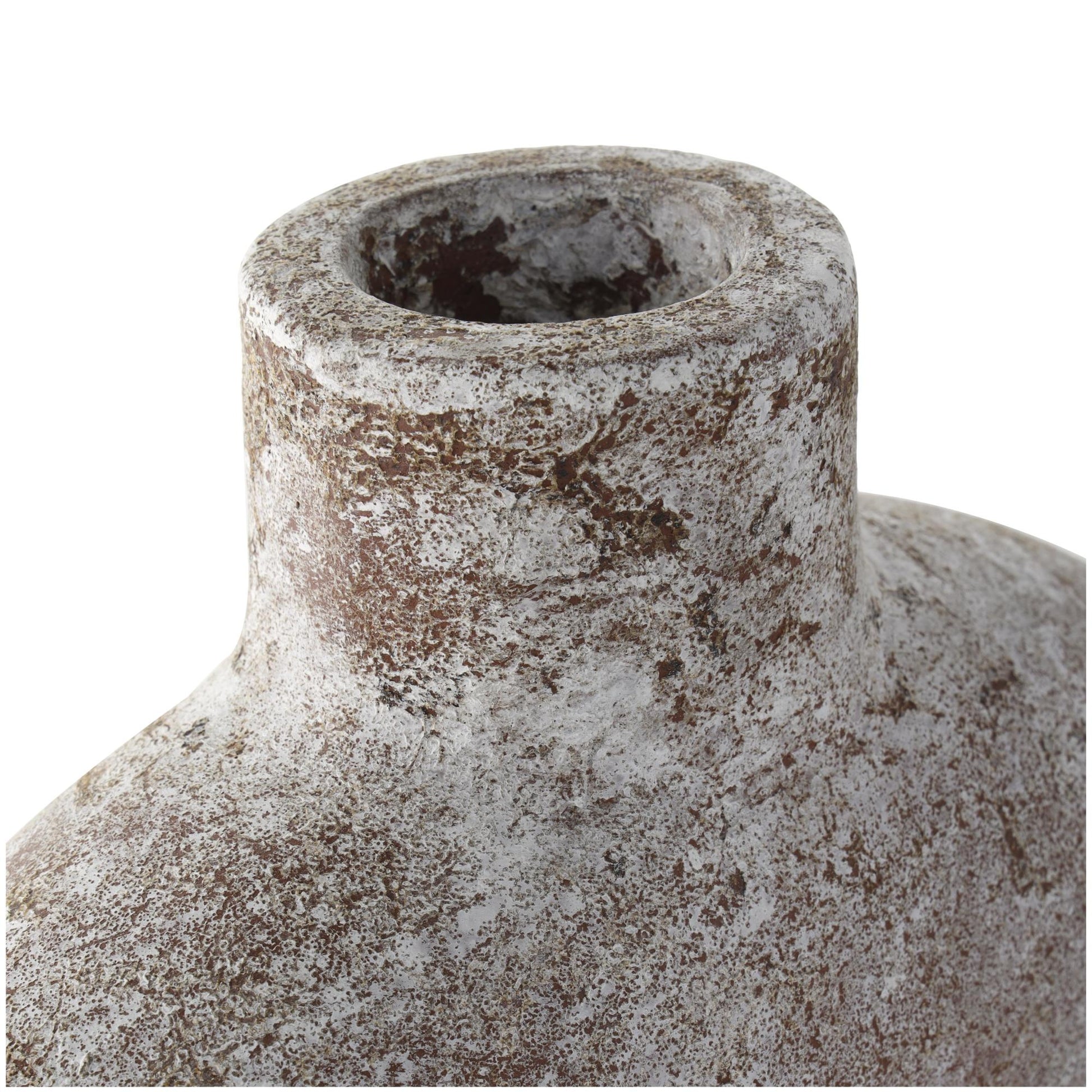 Cream Ceramic Antique Style Textured Circle Donut Decorative Vase