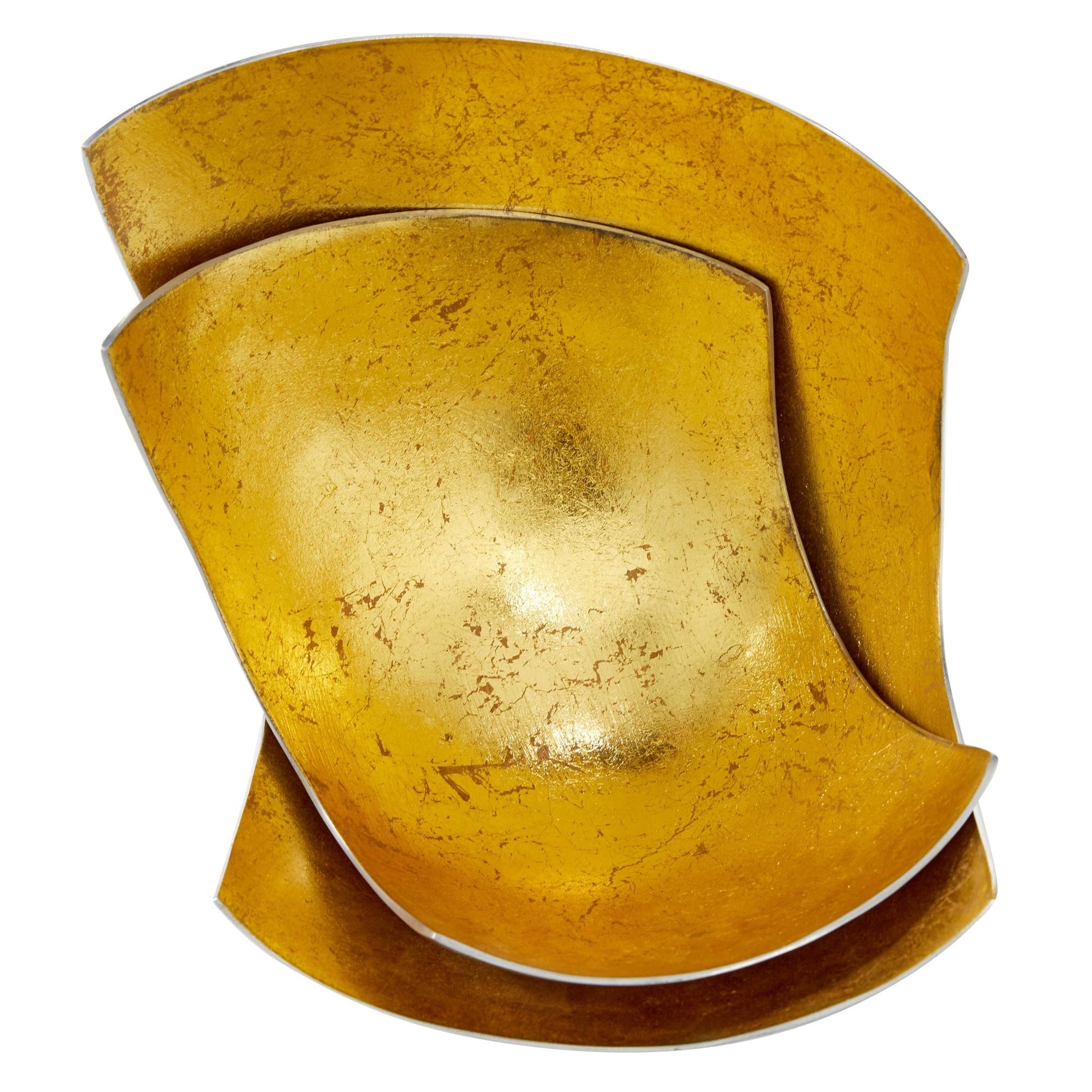 Set of 2 Gold Aluminum Metal Large Decorative Bowl with Gold Interior