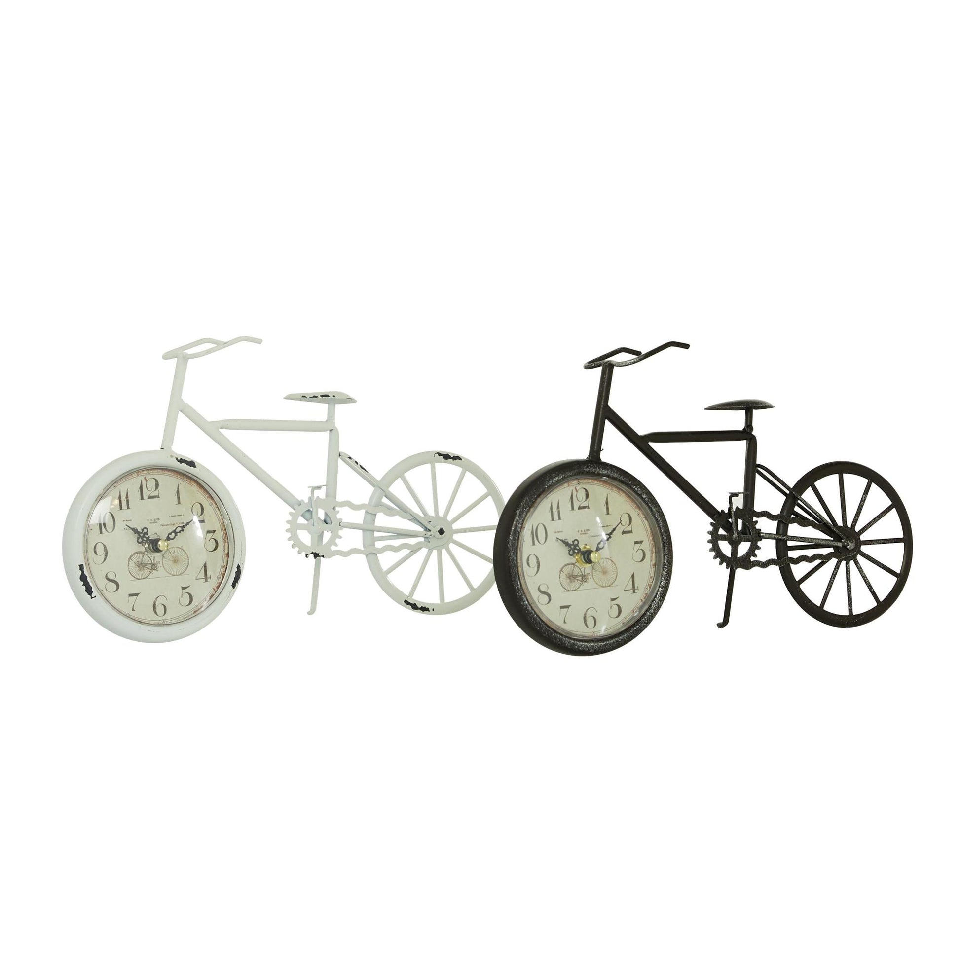 Set of 2 Bike Multi Colored Metal Decorative Clock