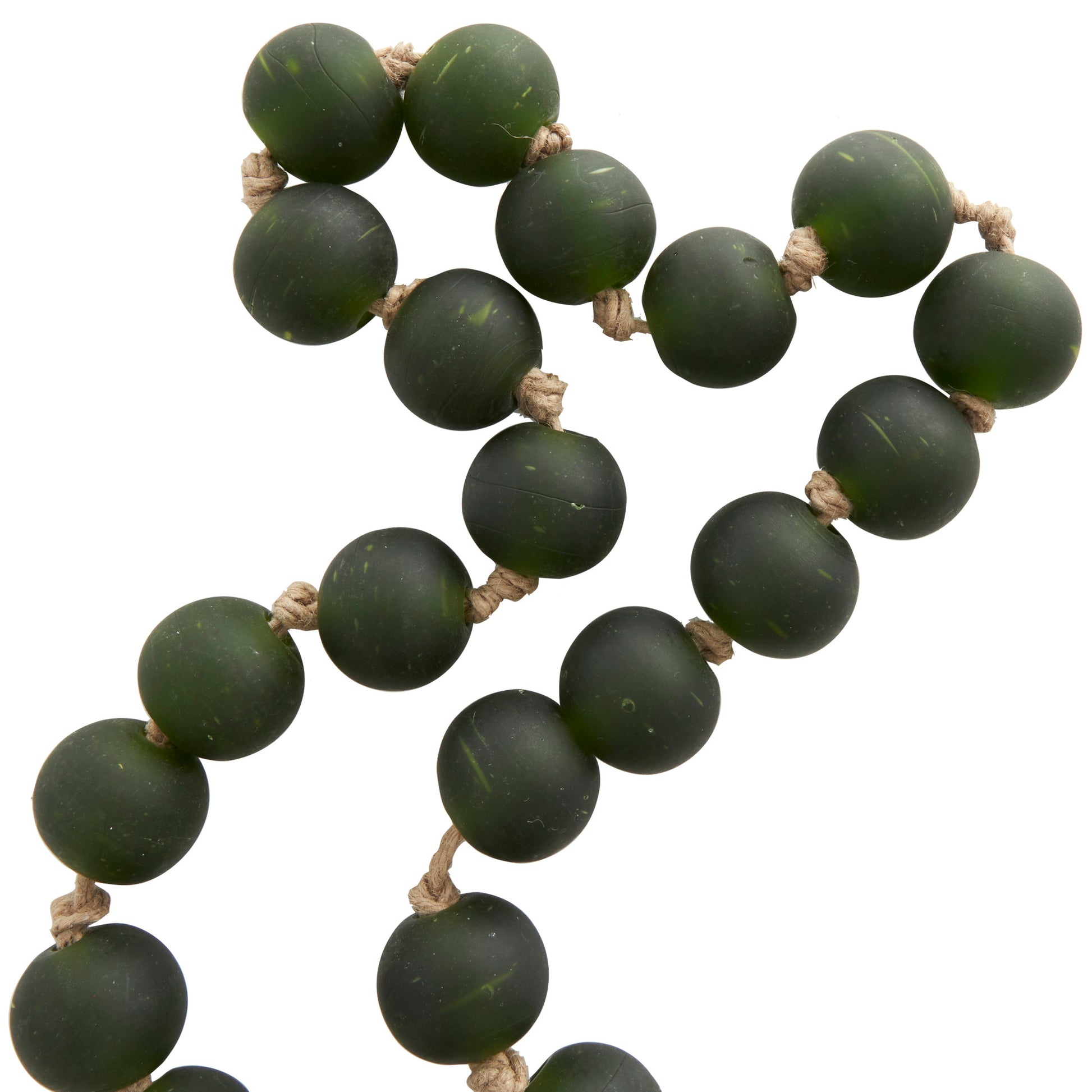 Glass Handmade Round Beaded Garland with Tassel with Knotted Brown Jute