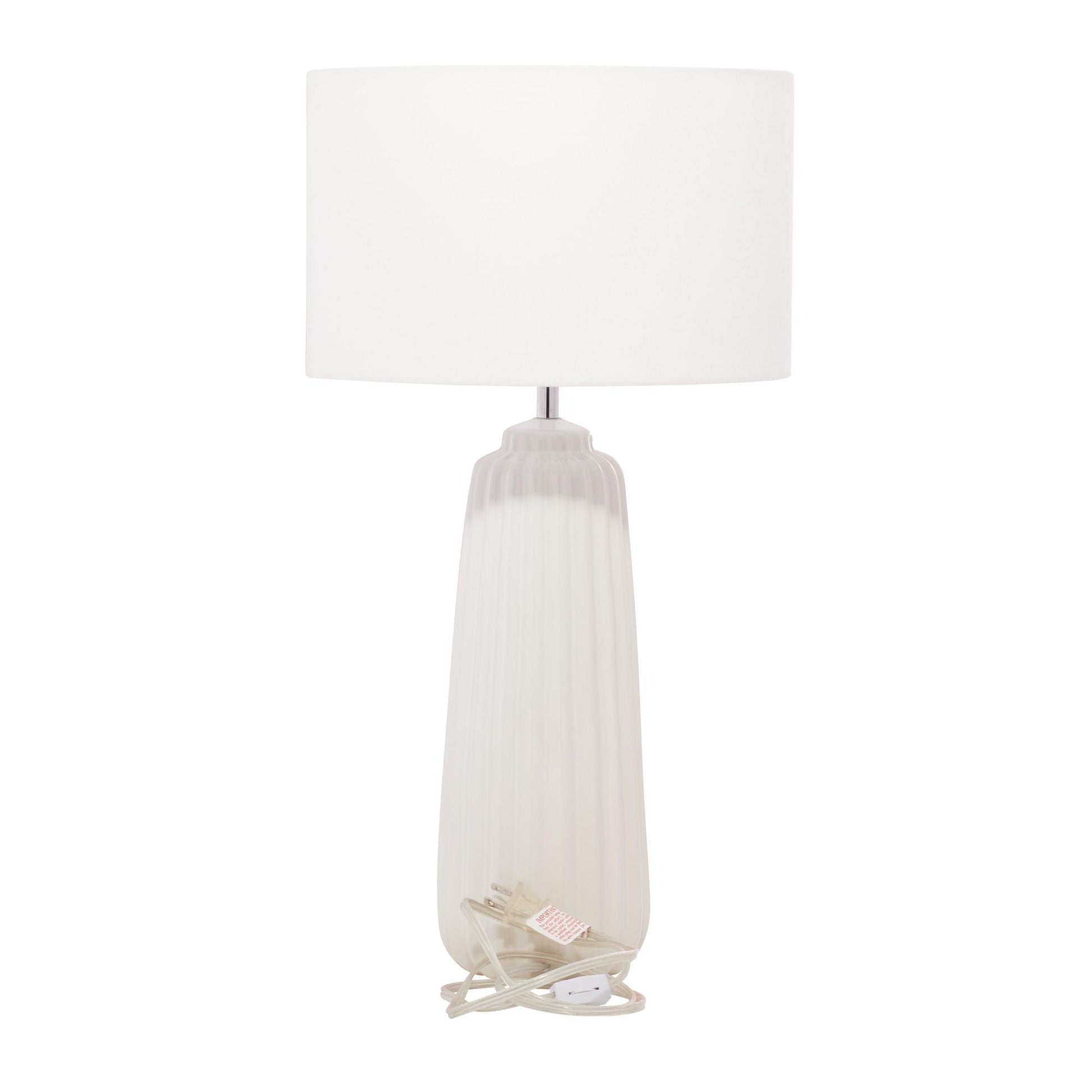 White Ceramic Ribbed Room Table Lamp