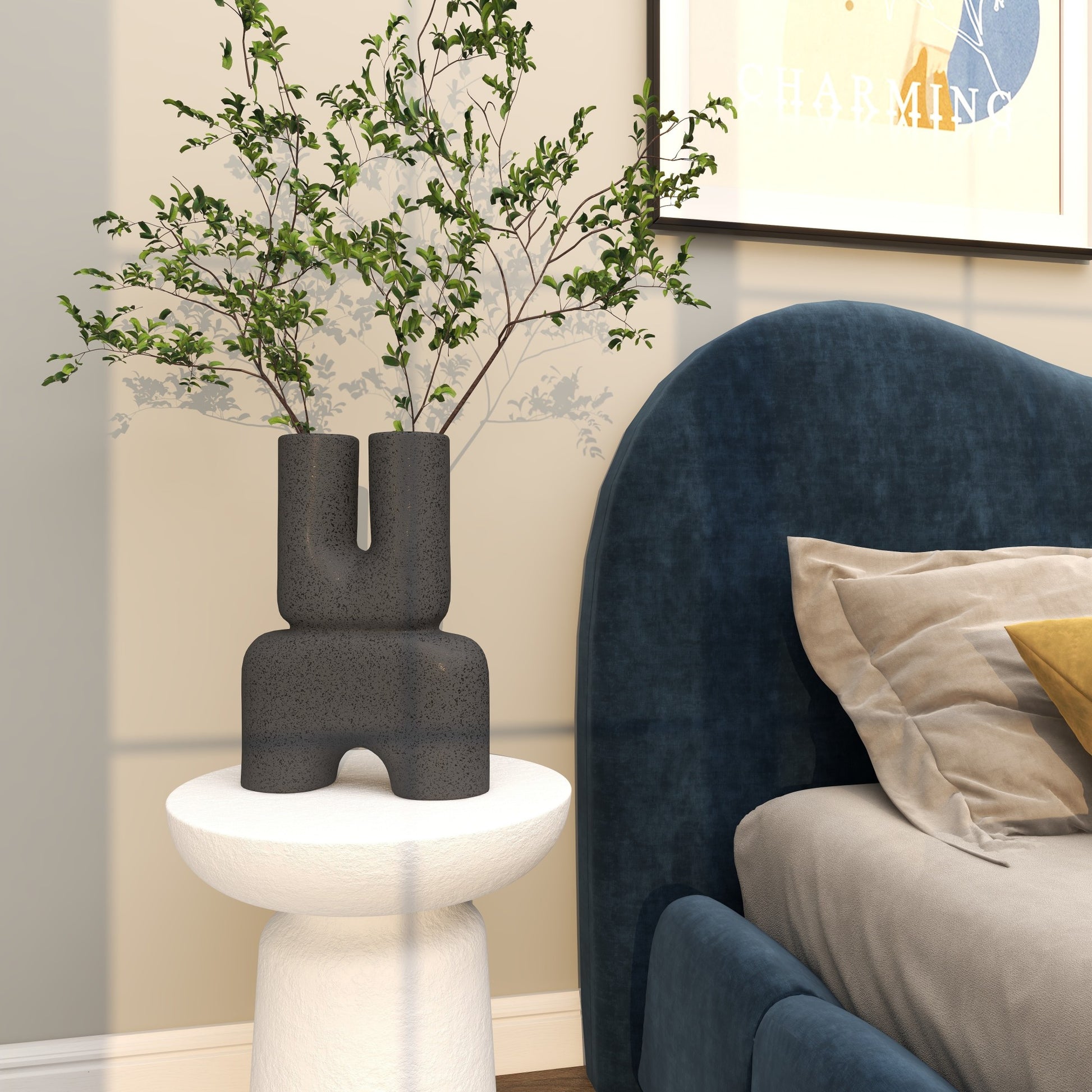 Abstract Ceramic U-Shaped Decorative Vase