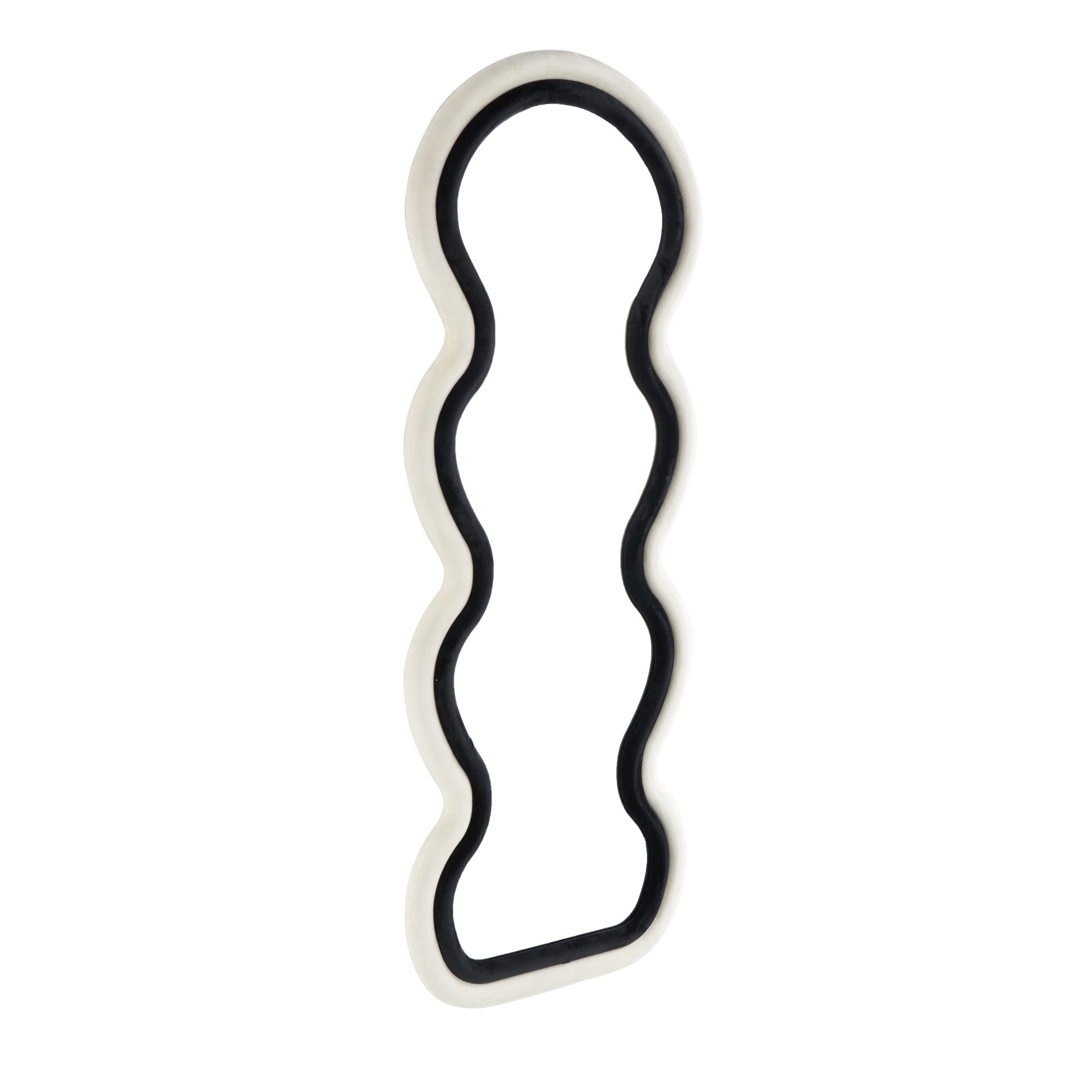 Black Velvet Abstract Wavy Room Wall Mirror with Layered Frame