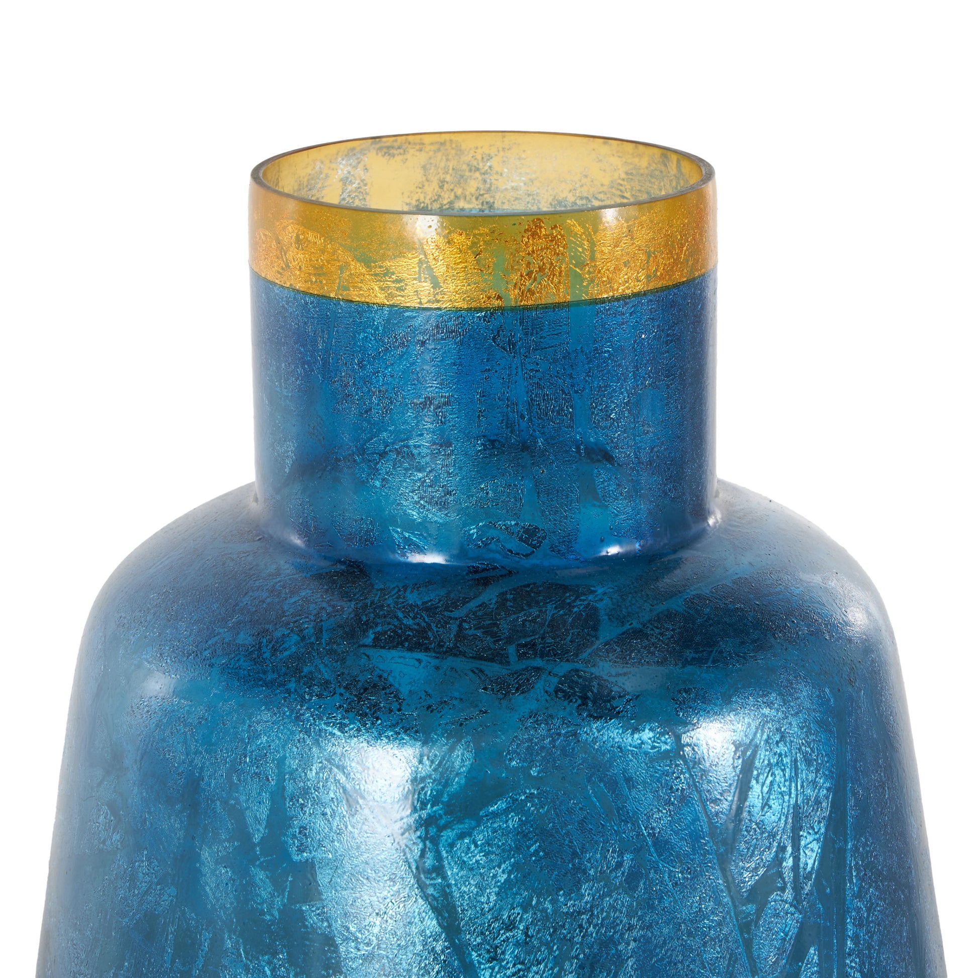 Glass Handmade Decorative Vase with Gold Rim
