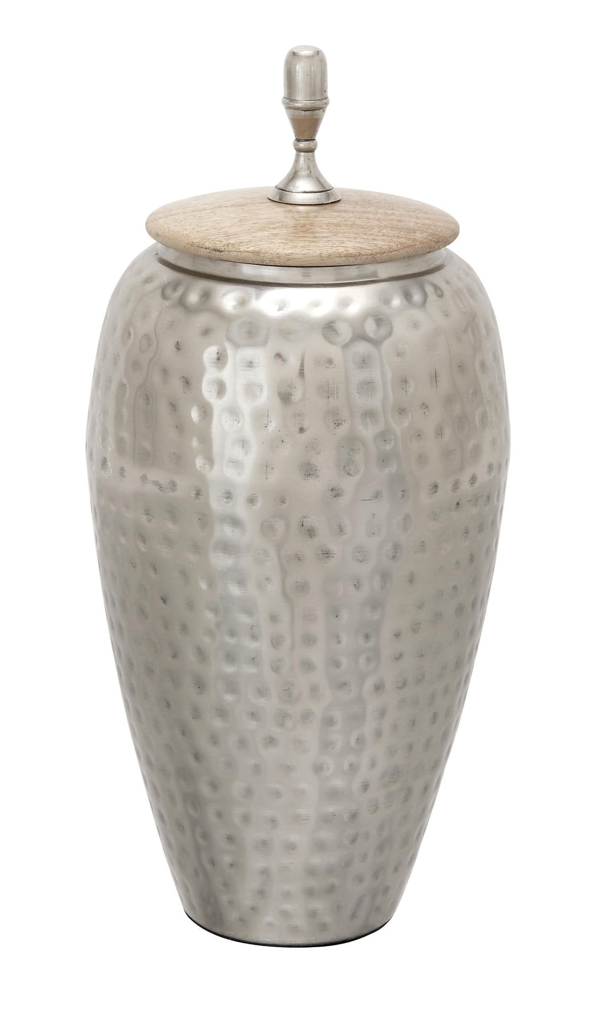 Silver Metal Hammered Living Room Decorative Jars