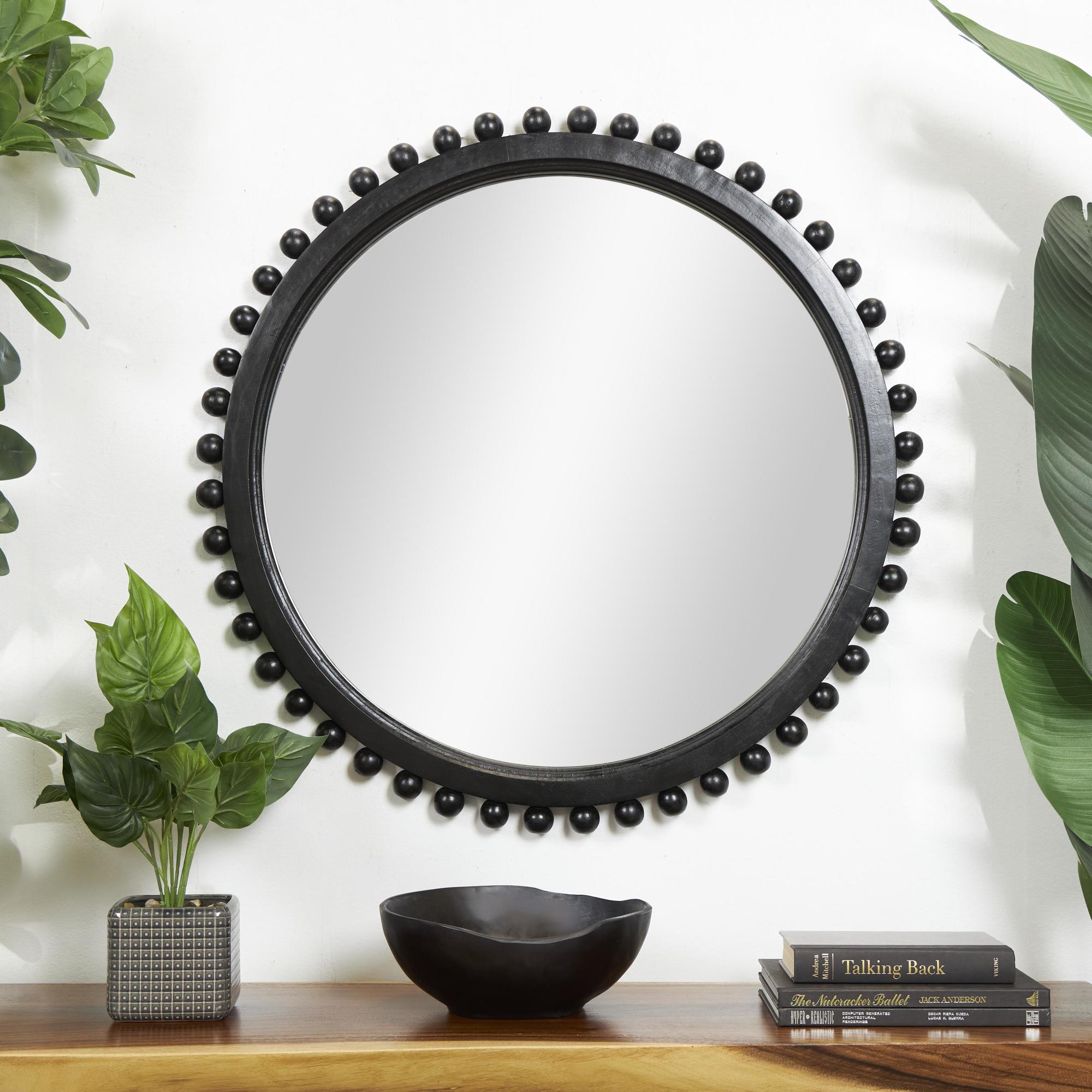 Mango Wood Room Wall Mirror with Beaded Detailing