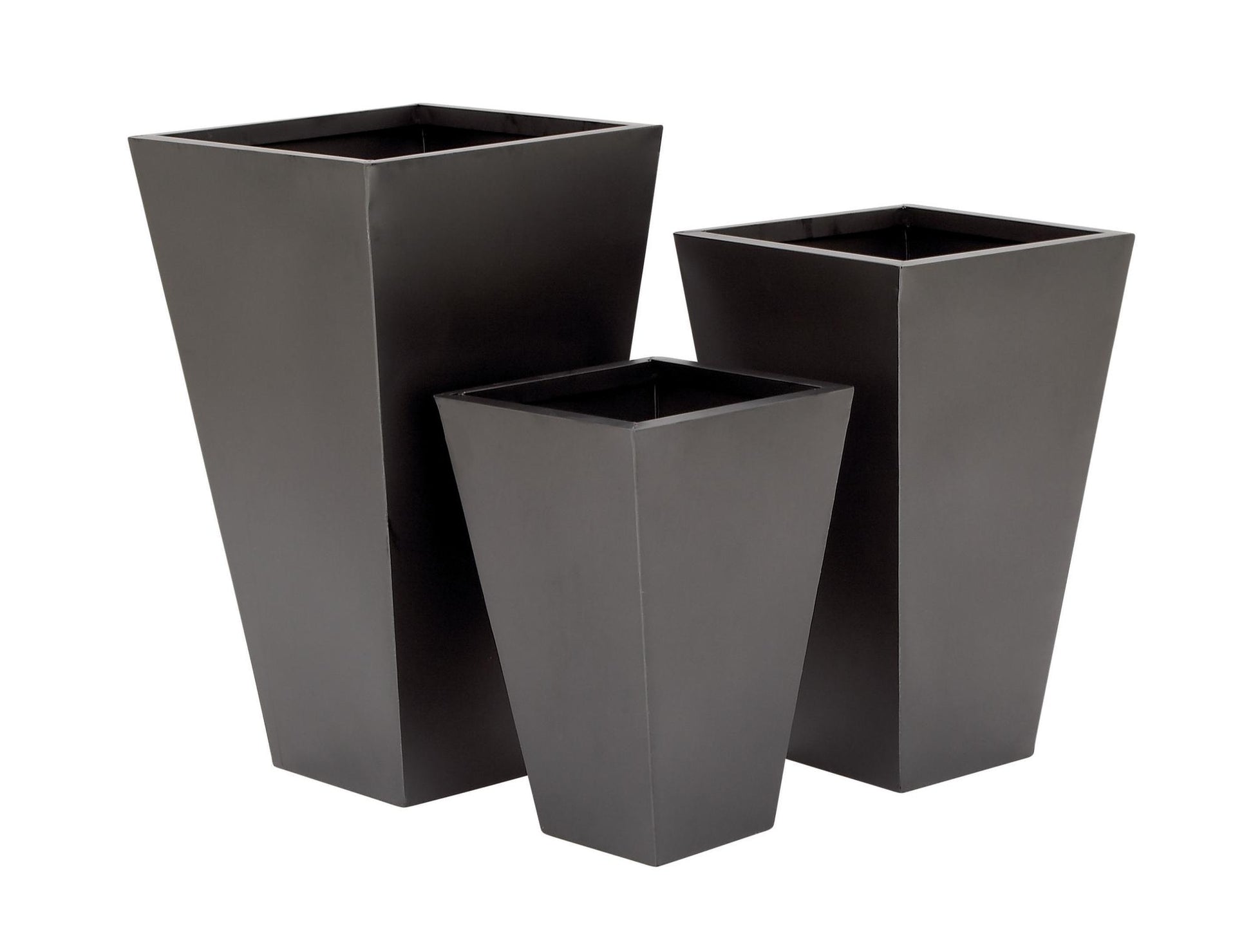 Set of 3 Geometric Metal Light Weight Indoor Outdoor Planter with Tapered Base