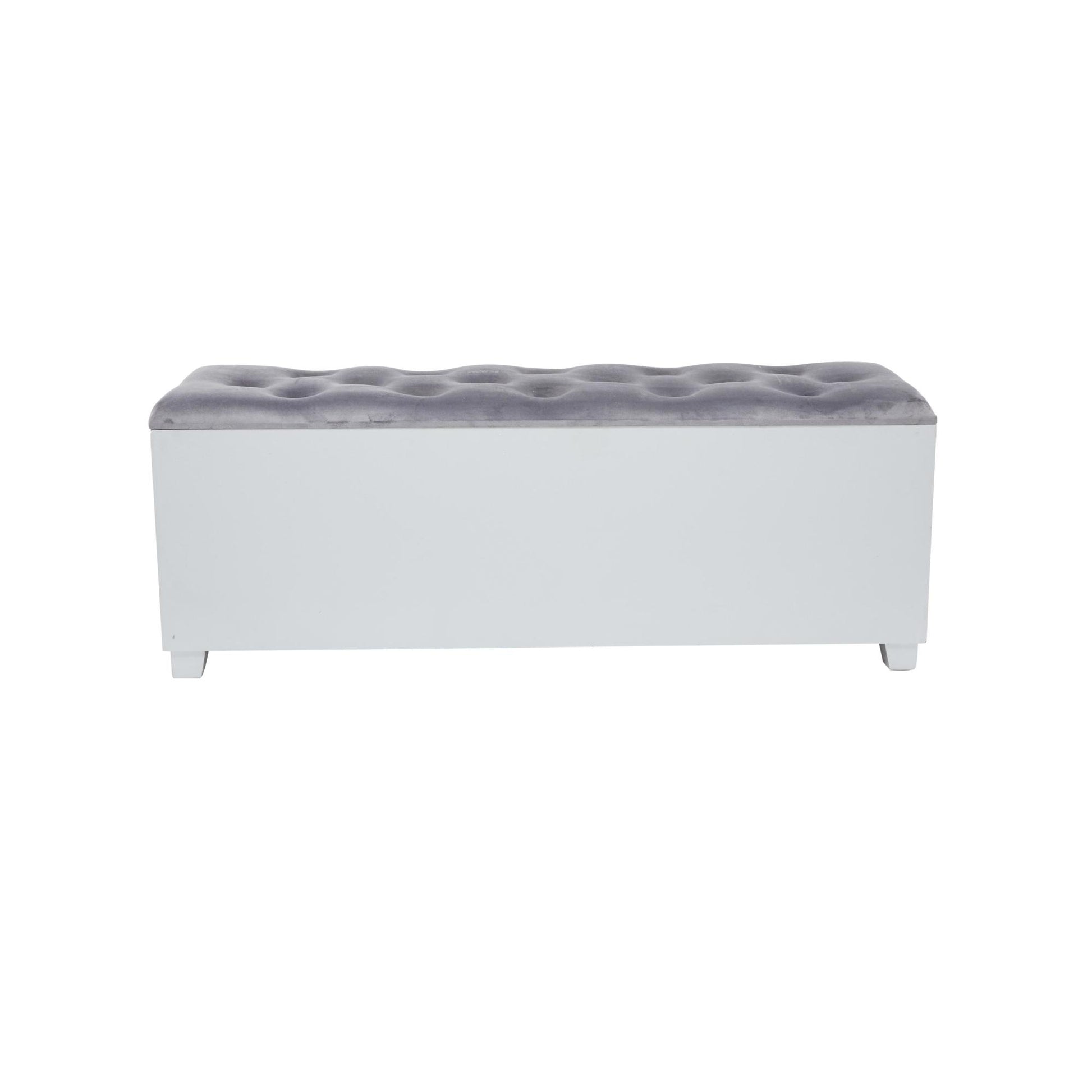 Gray Velvet Mirrored 3 Drawer Room Storage Bench with Upholstered Seat
