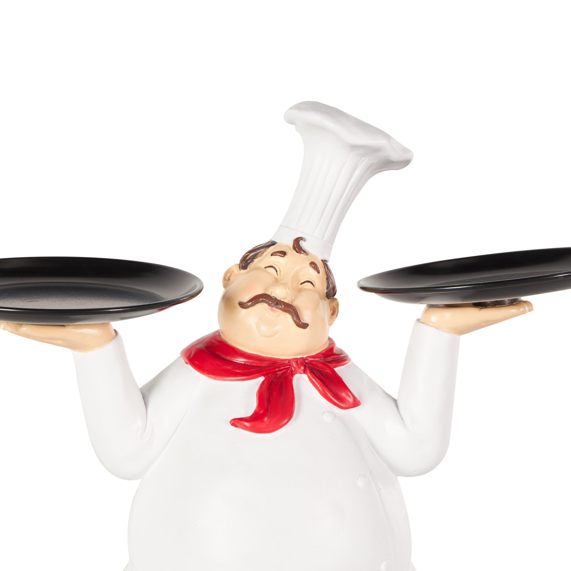 Chef White Polystone Kitchen Decorative Figurine Decorative Sculpture with Black Trays