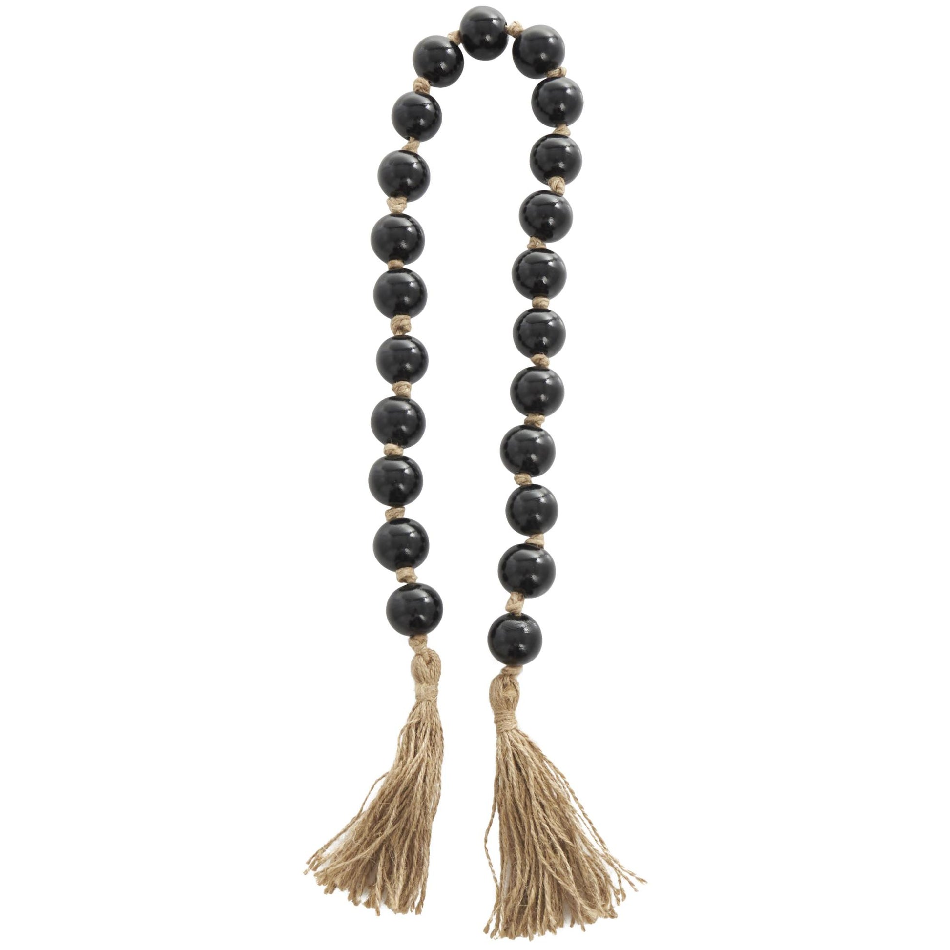 Glass Handmade Round Beaded Garland with Tassel with Knotted Brown Jute
