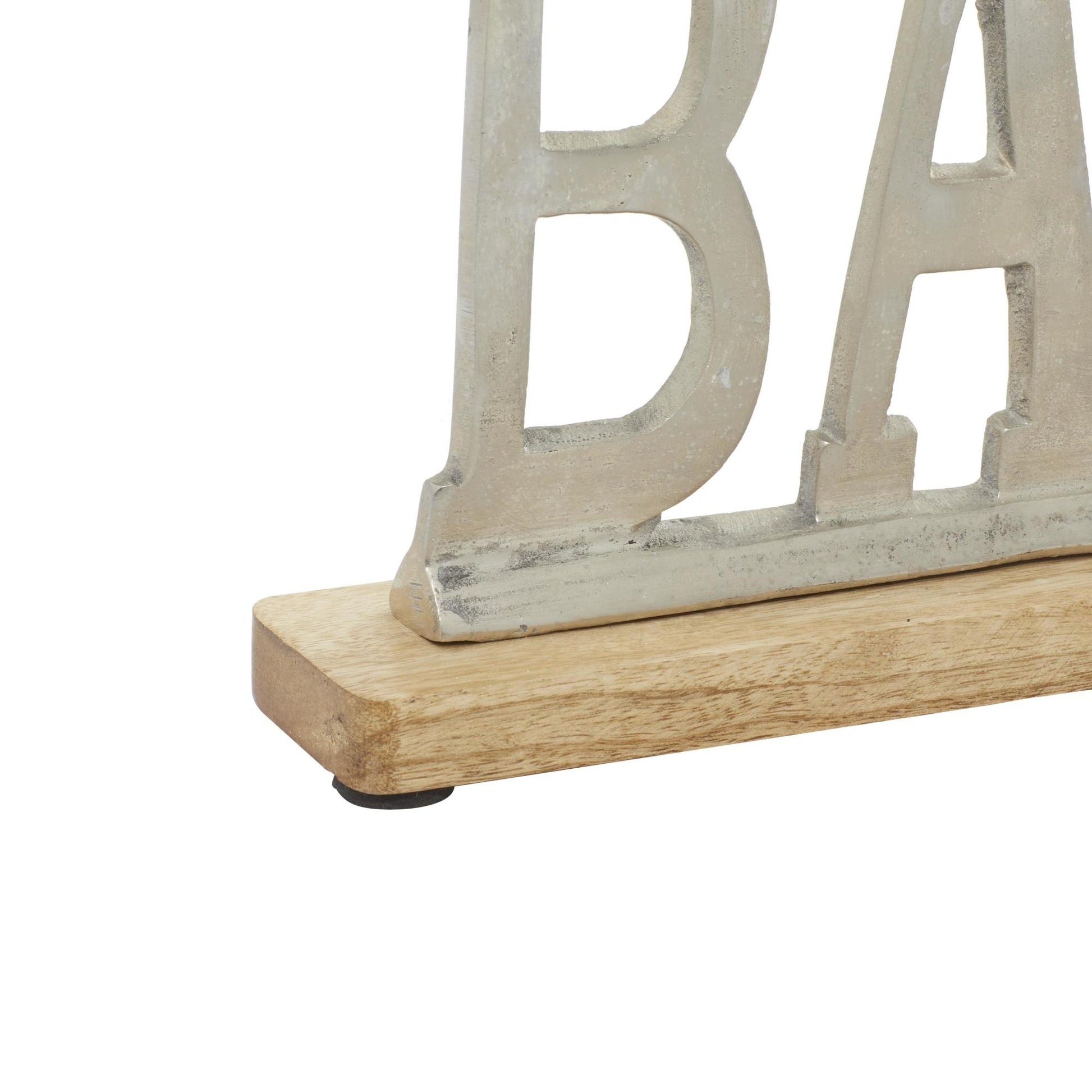 Sign Silver Aluminum Metal Bar Home Decorative Sign with Wood Base