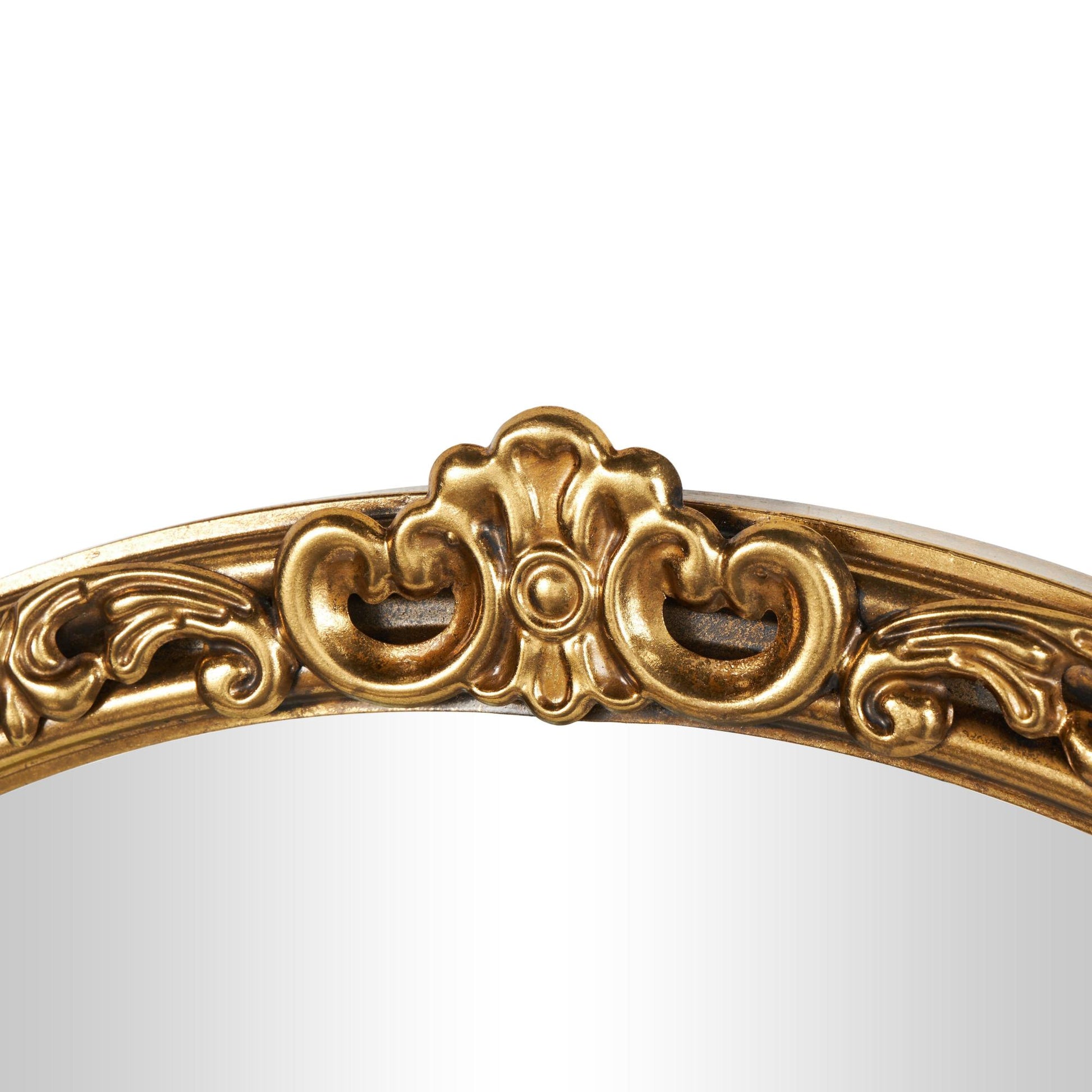 Scroll Gold Metal Layered Frame Room Wall Mirror with Floral Accents