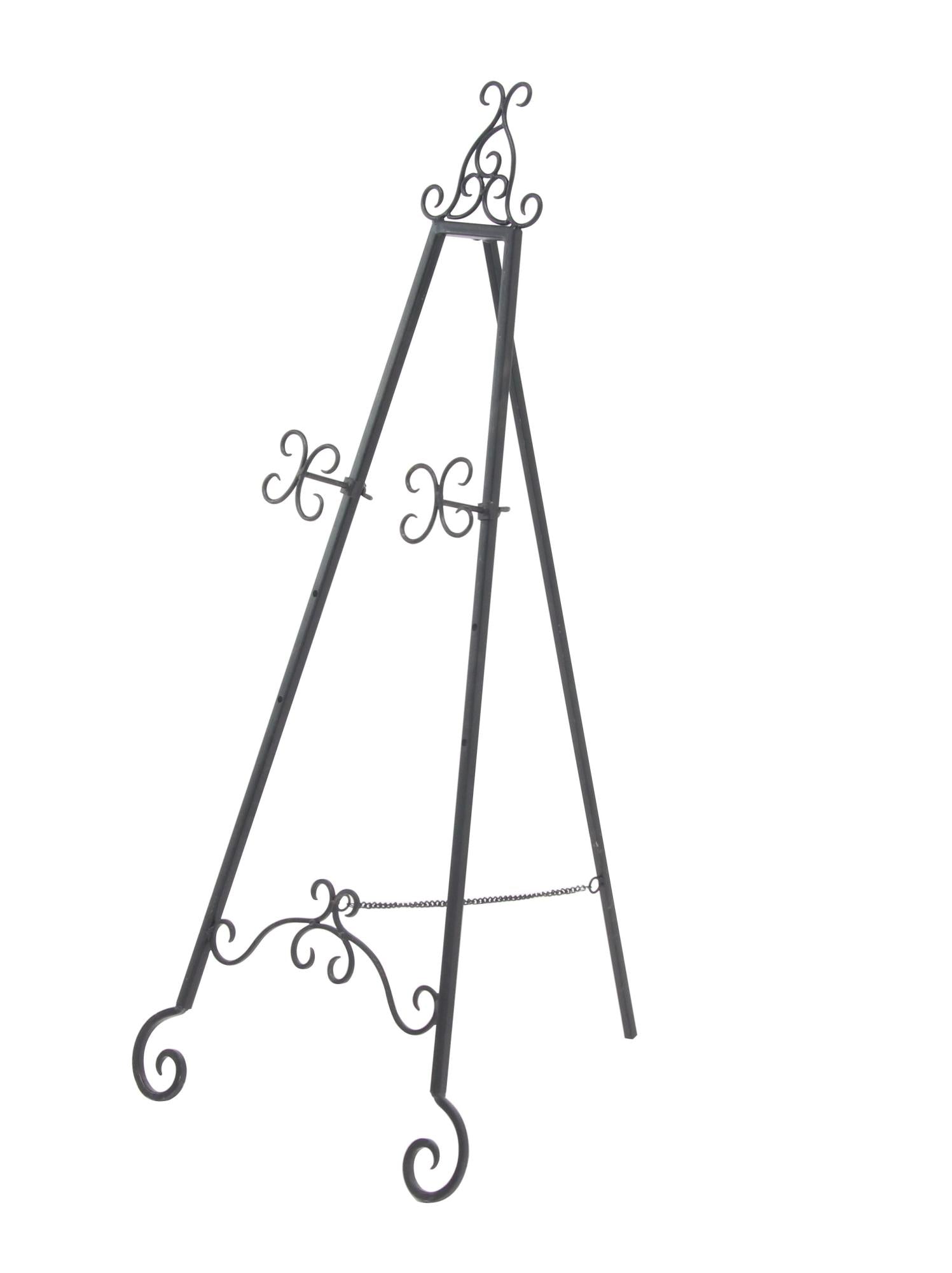 Scroll Black Metal Tall Adjustable Floor 3 Tier Display Easel