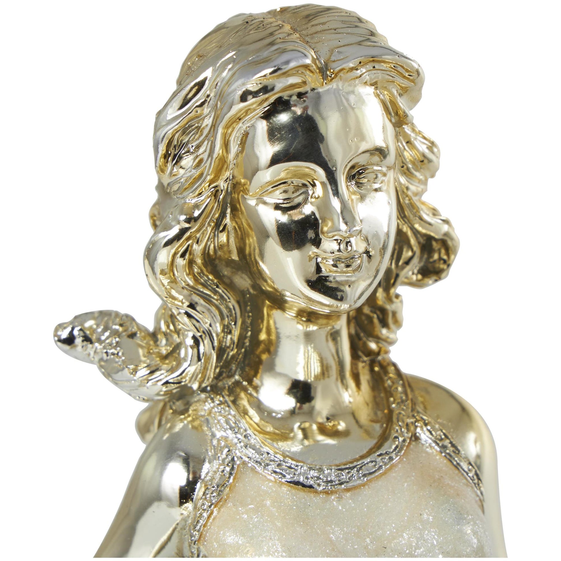 Set of 2 Musician Gold Resin Decorative Sculpture with Accordion and Saxophone