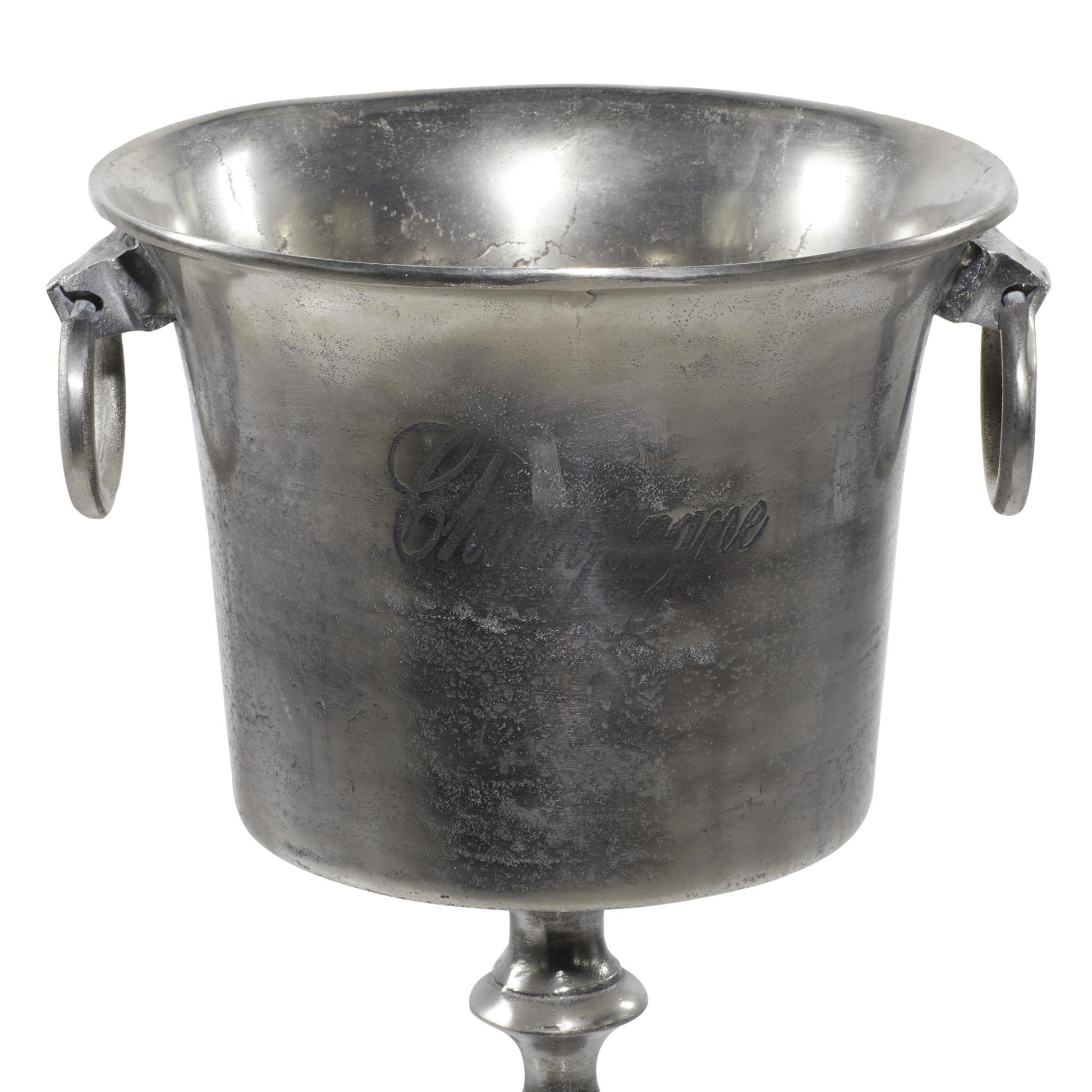 Silver Aluminum Metal Tall Floor Champagne Decorative Ice Bucket with Handles