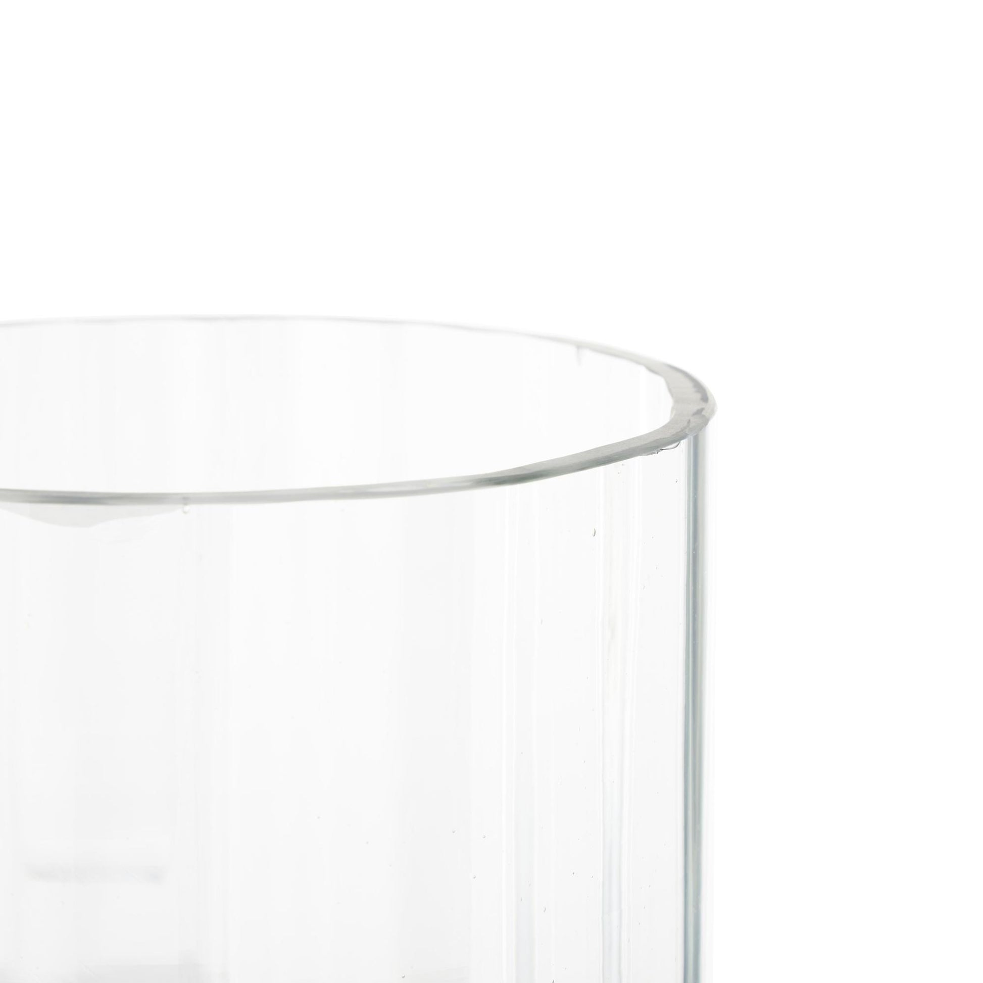 Clear Glass Ribbed Fluted Decorative Candle Holder with Elevated Base