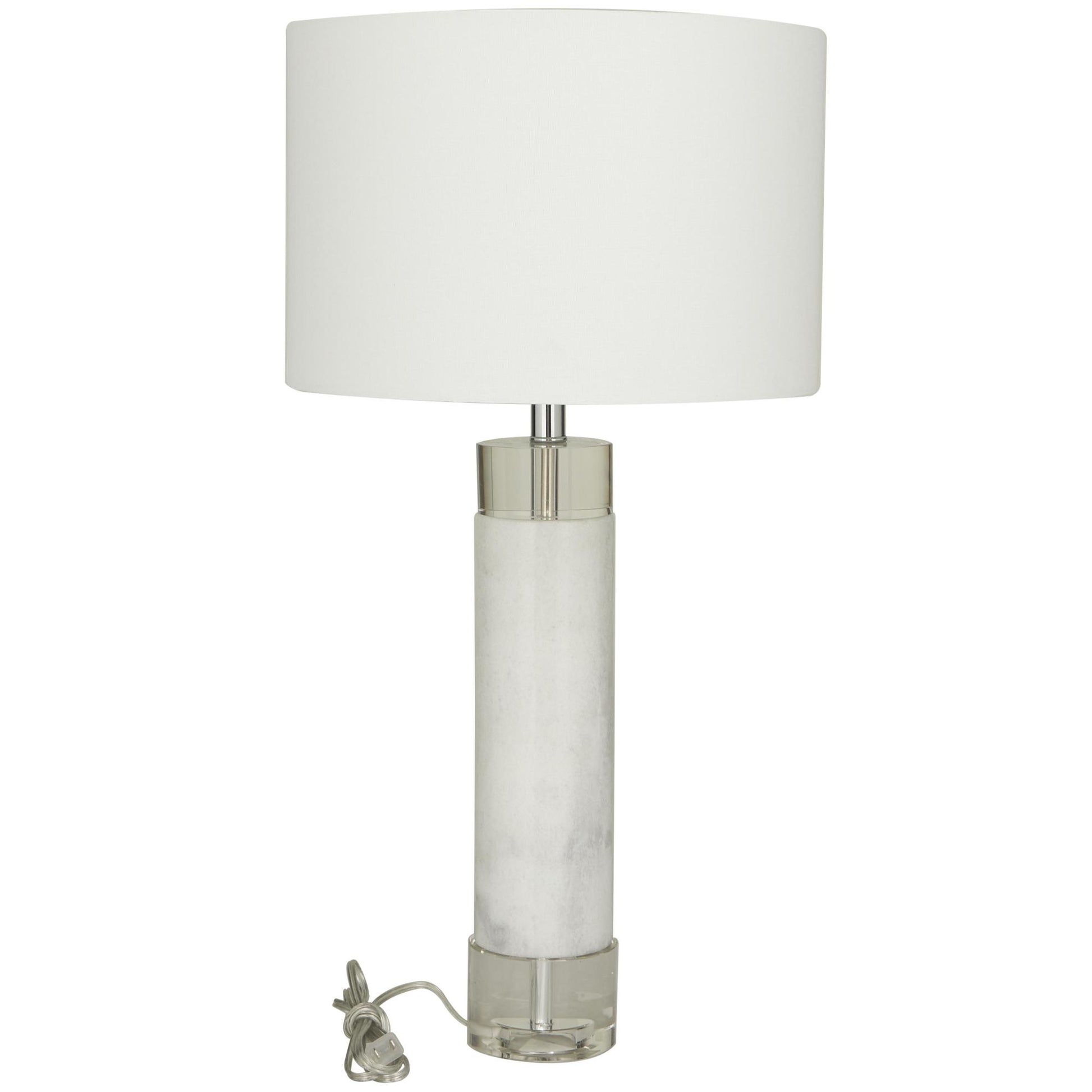 Marble Slender Stand Room Table Lamp with Drum Shade