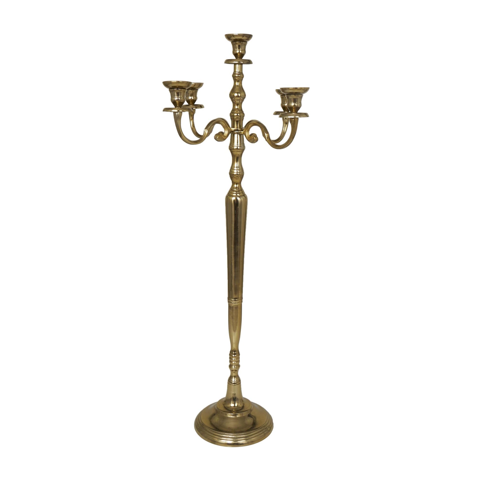 Scroll Aluminum Metal Tall Floor 5 Candle Decorative Candelabra