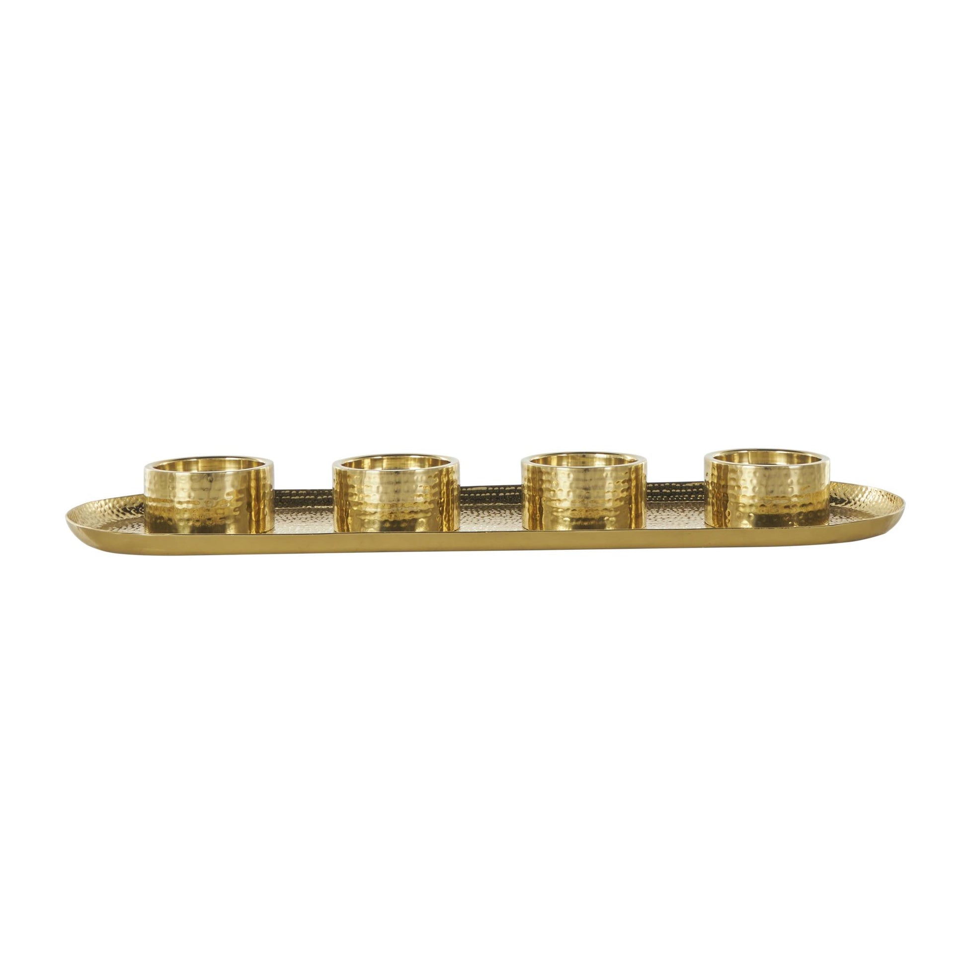 Stainless Steel Metal 4 Candle Decorative Candelabra with Attached Tray