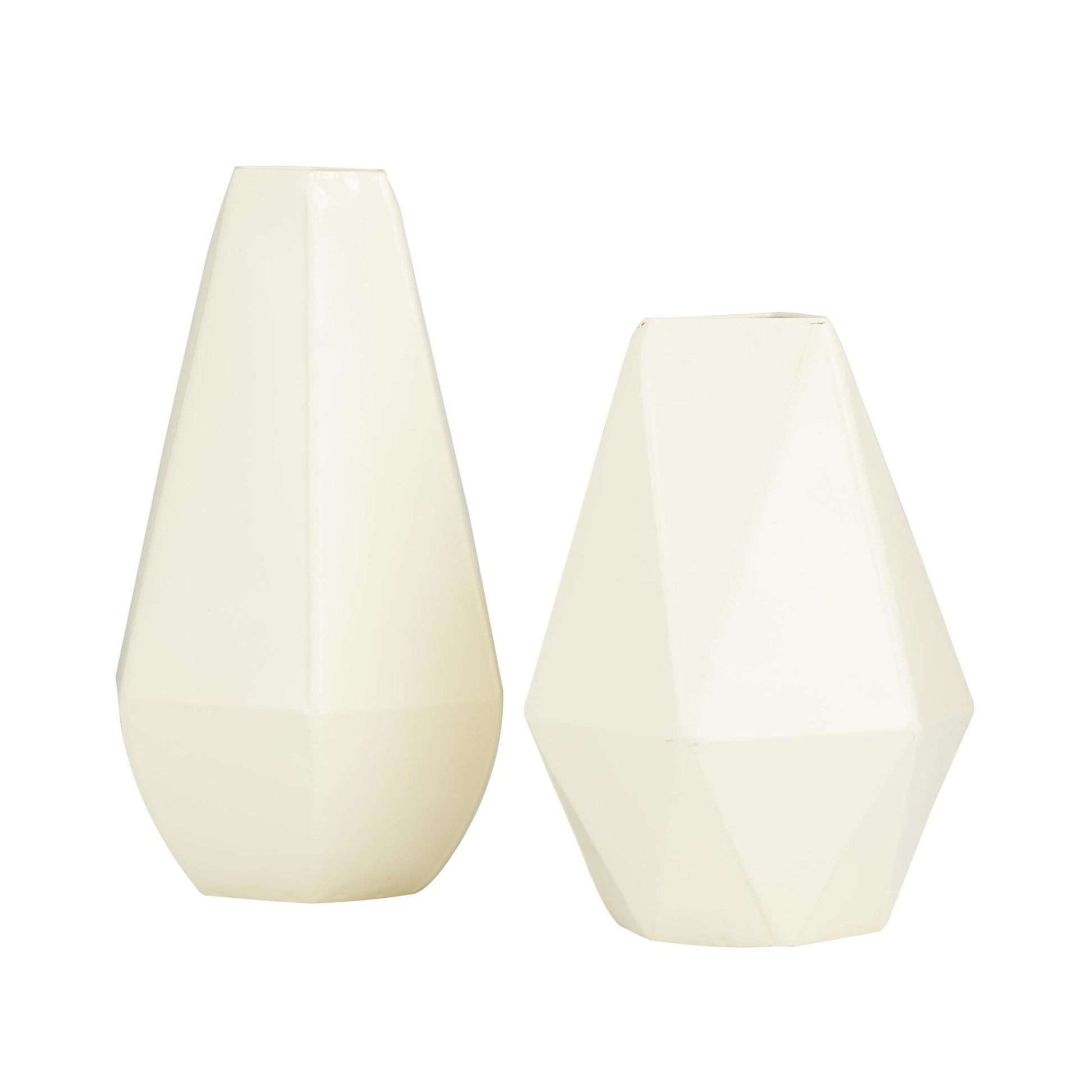 CosmoLiving by Cosmopolitan Set of 2 Geometric Metal Decorative Vase