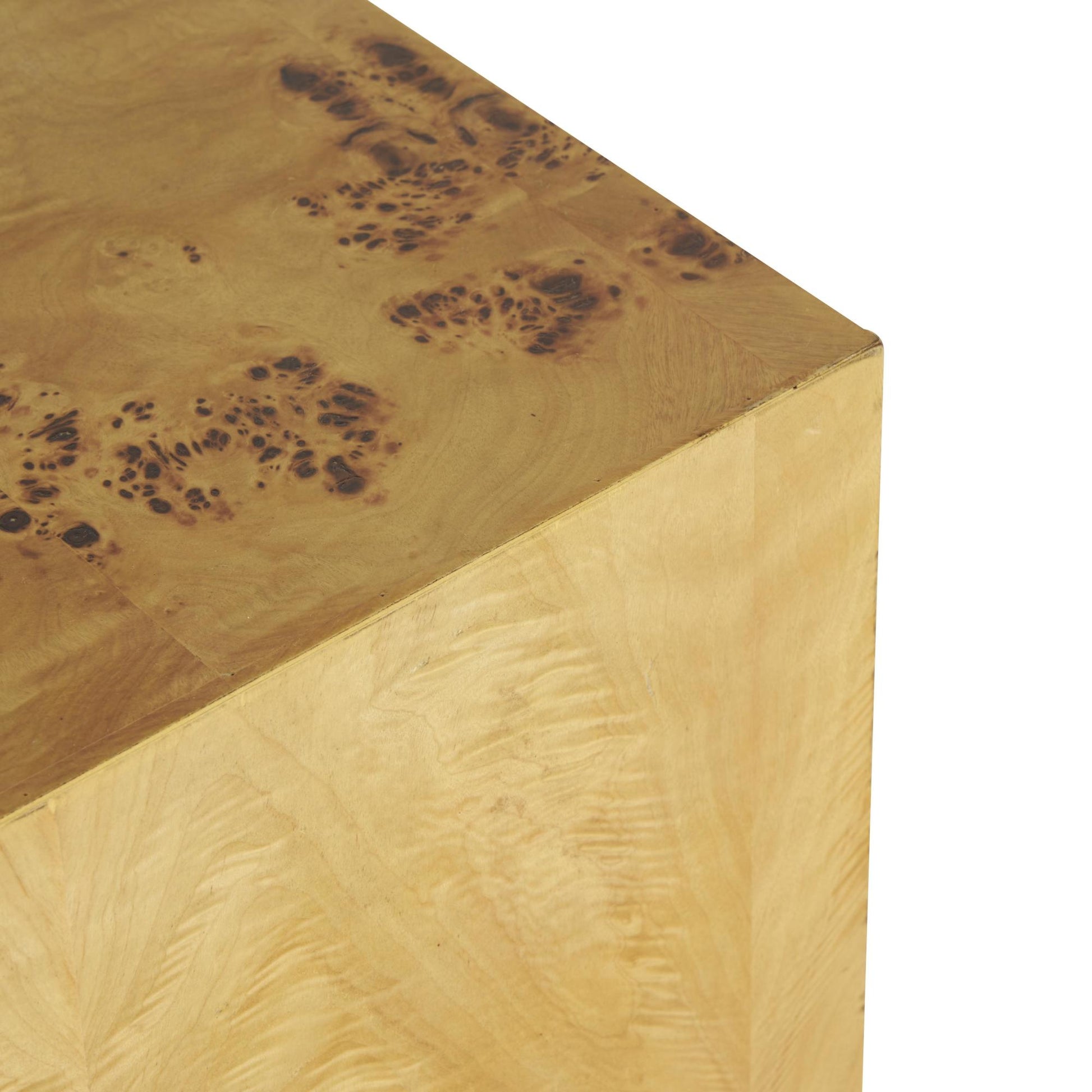 Brown Wood Square Cube Side End Accent Table with Wood Grain Patterns