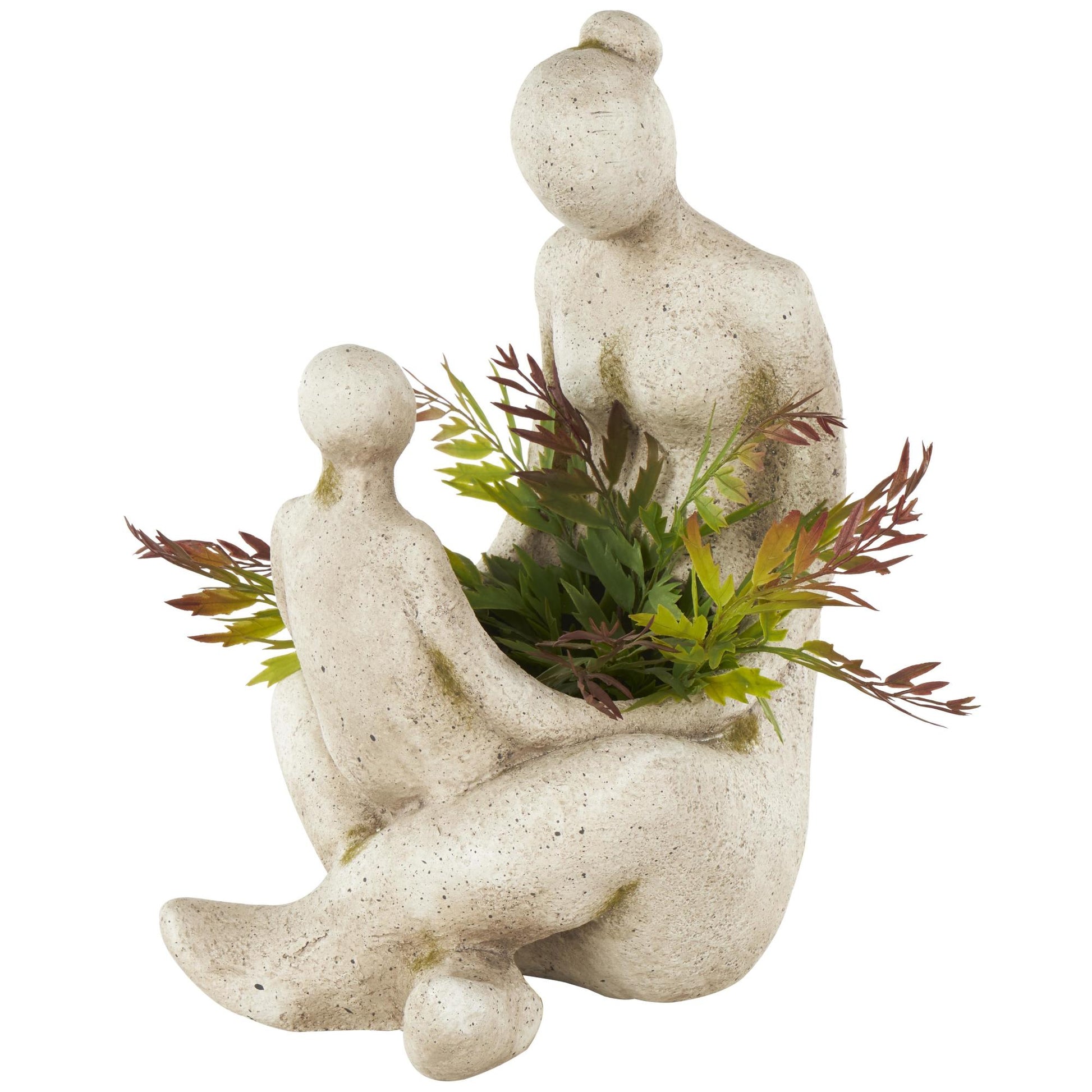 Family Cream Polystone Sitting Indoor Outdoor Planter