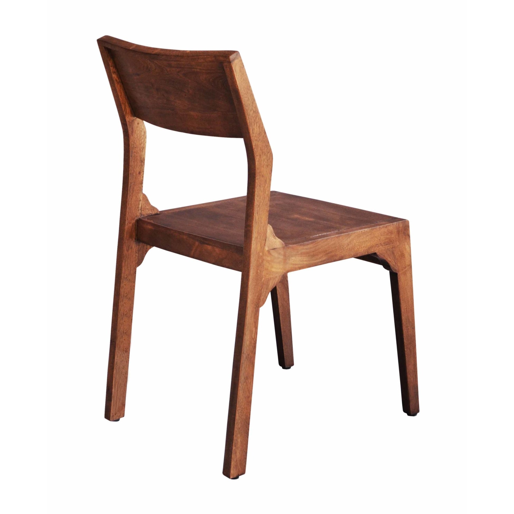Brown Wood Kitchen Dining Chair with Angled Back Rest and Natural Wood Grains