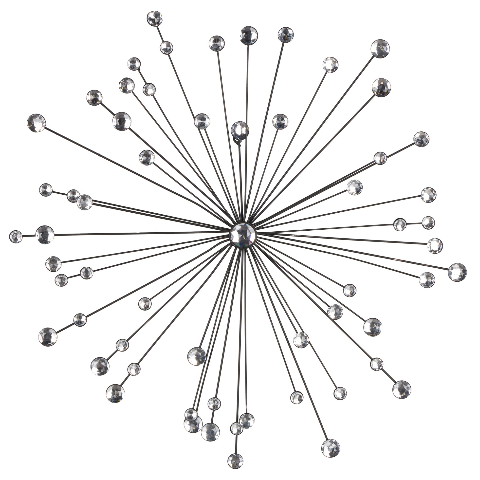 Starburst Black Metal Home Wall Decor with Crystal Embellishments