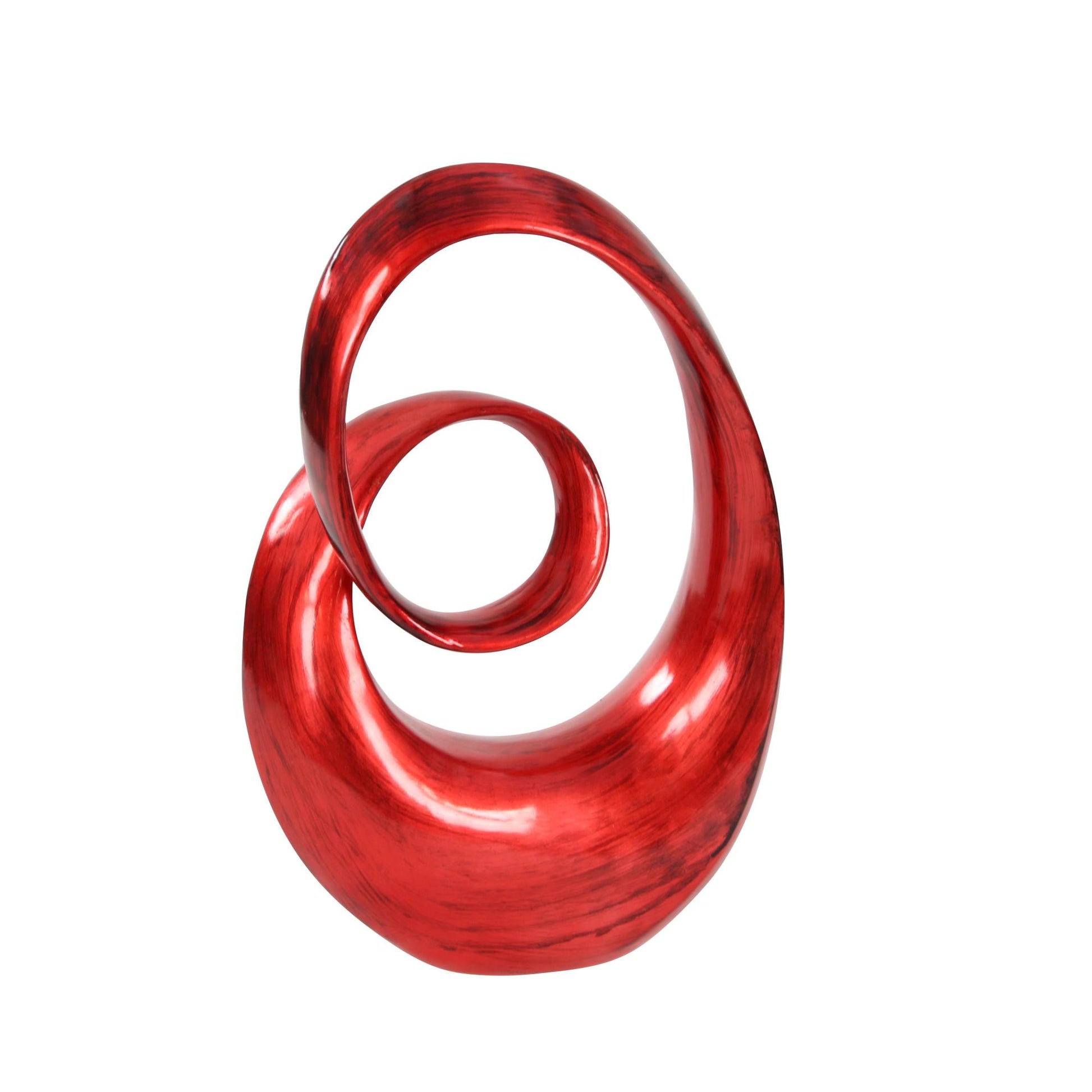 Abstract Red Polystone Swirl Decorative Sculpture