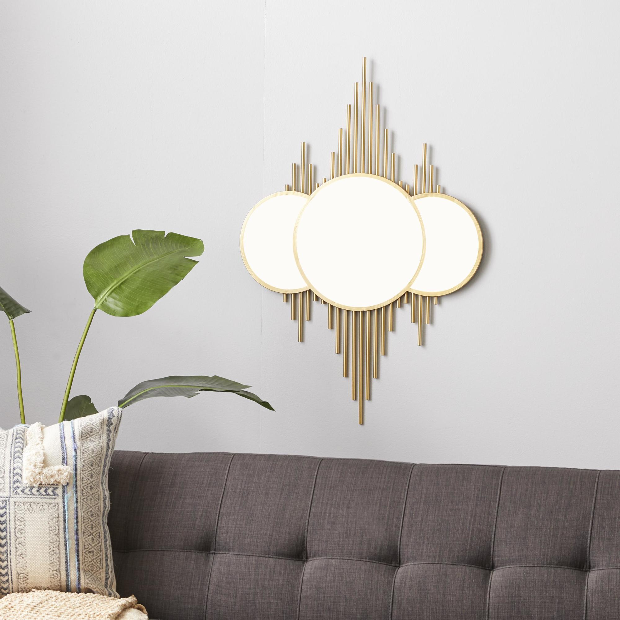CosmoLiving by Cosmopolitan Geometric Gold Metal Room Wall Mirror