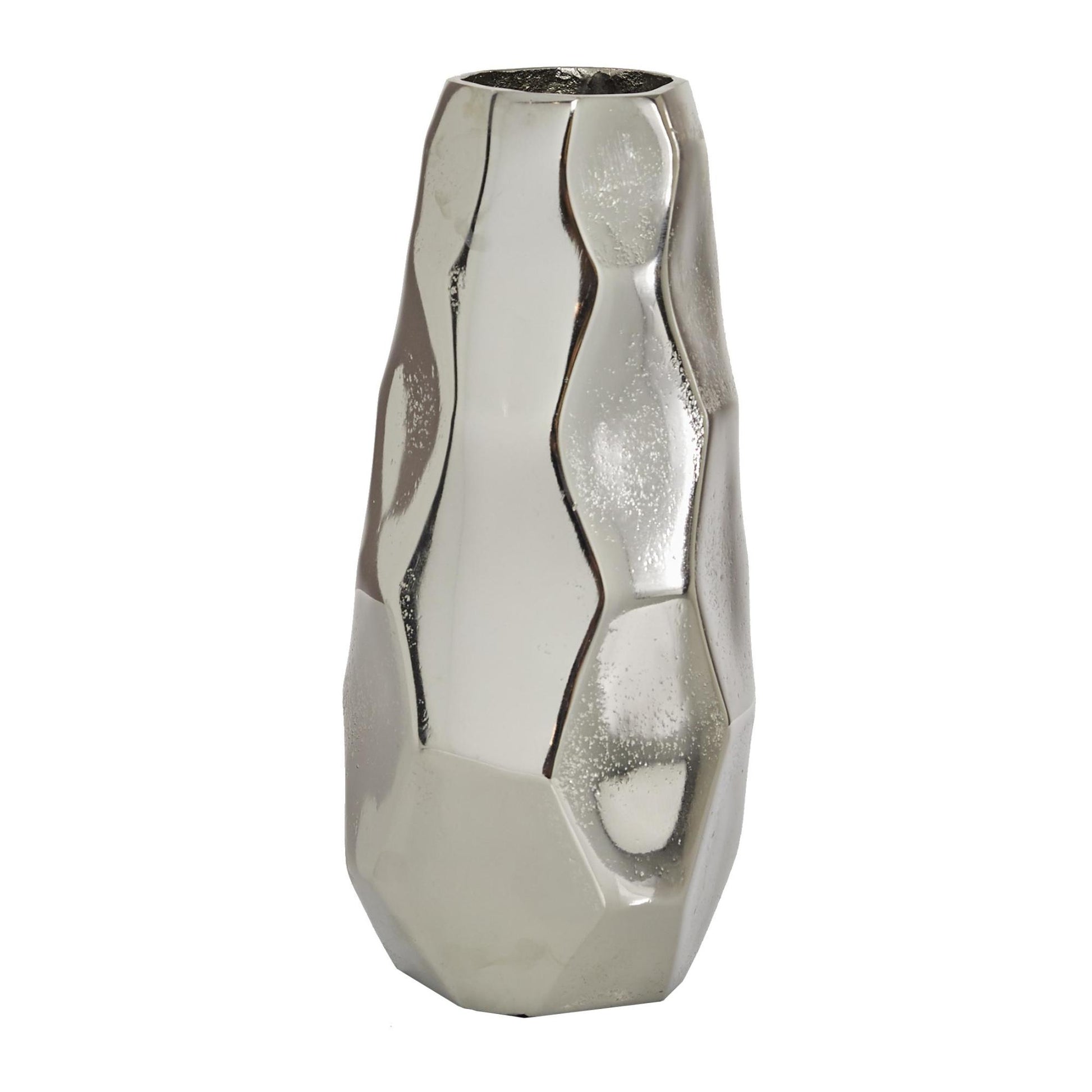 Geometric Silver Aluminum Metal Decorative Vase