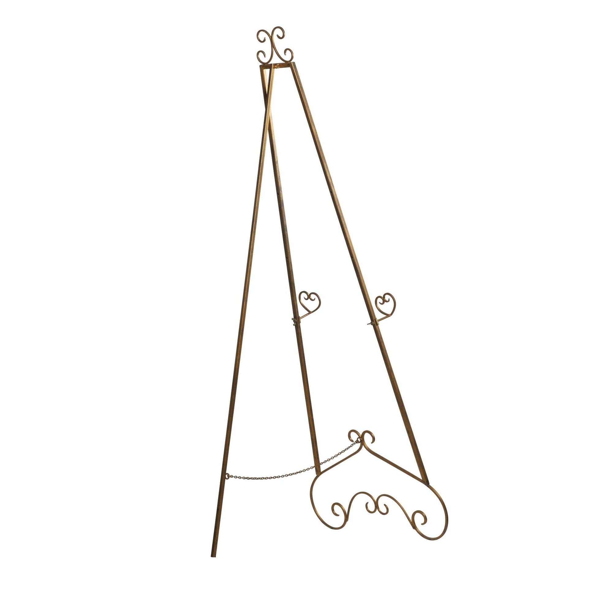 Scroll Gold Metal Tall Adjustable Floor 3 Tier Display Easel