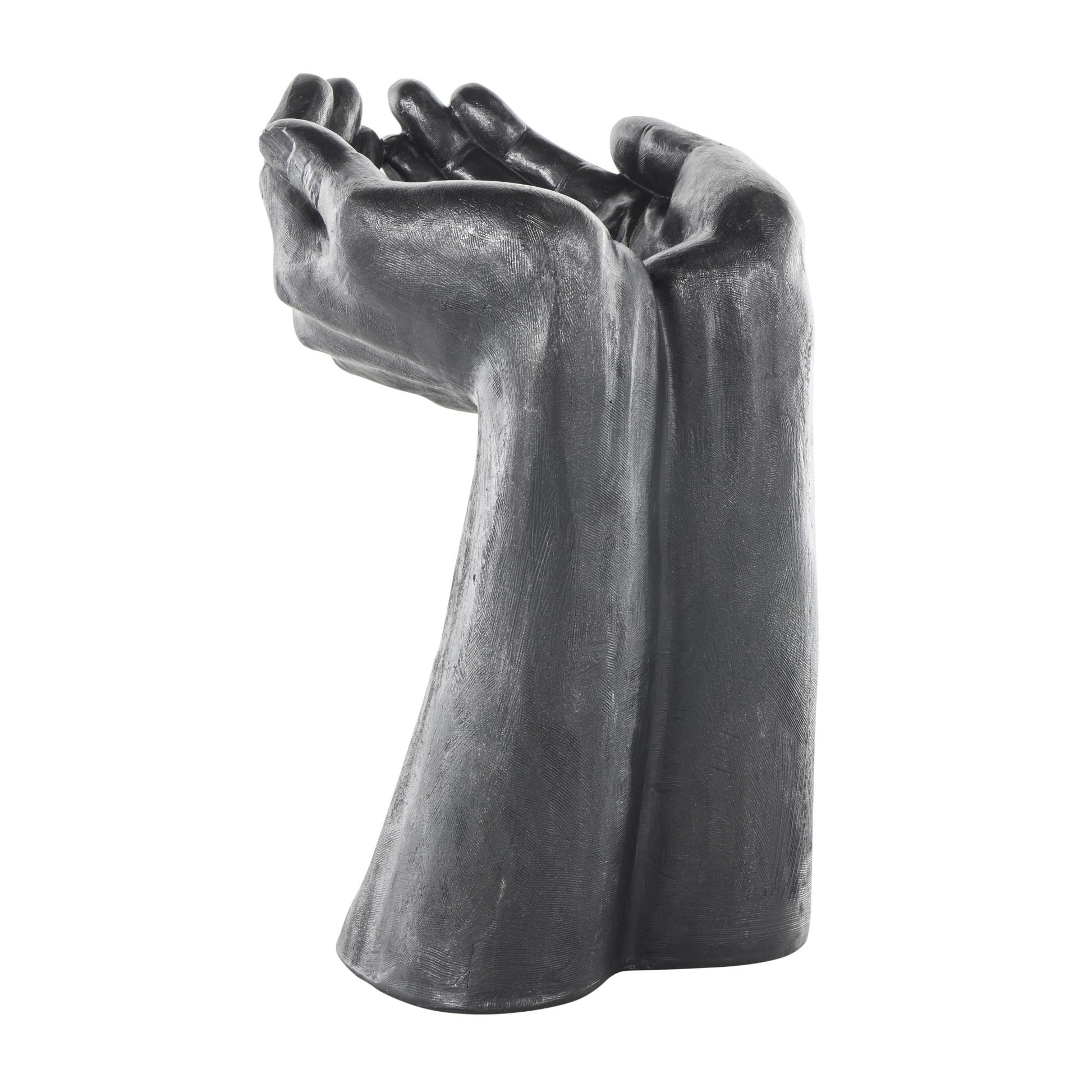 Hands Black Polystone Open Decorative Sculpture