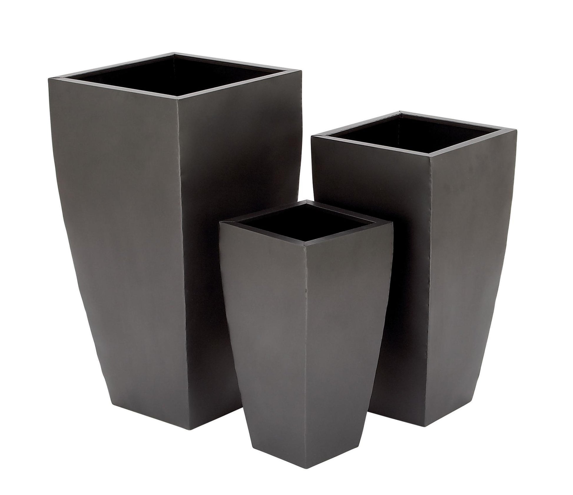Set of 3 Metal Light Weight Indoor Outdoor Planter with Tapered Base