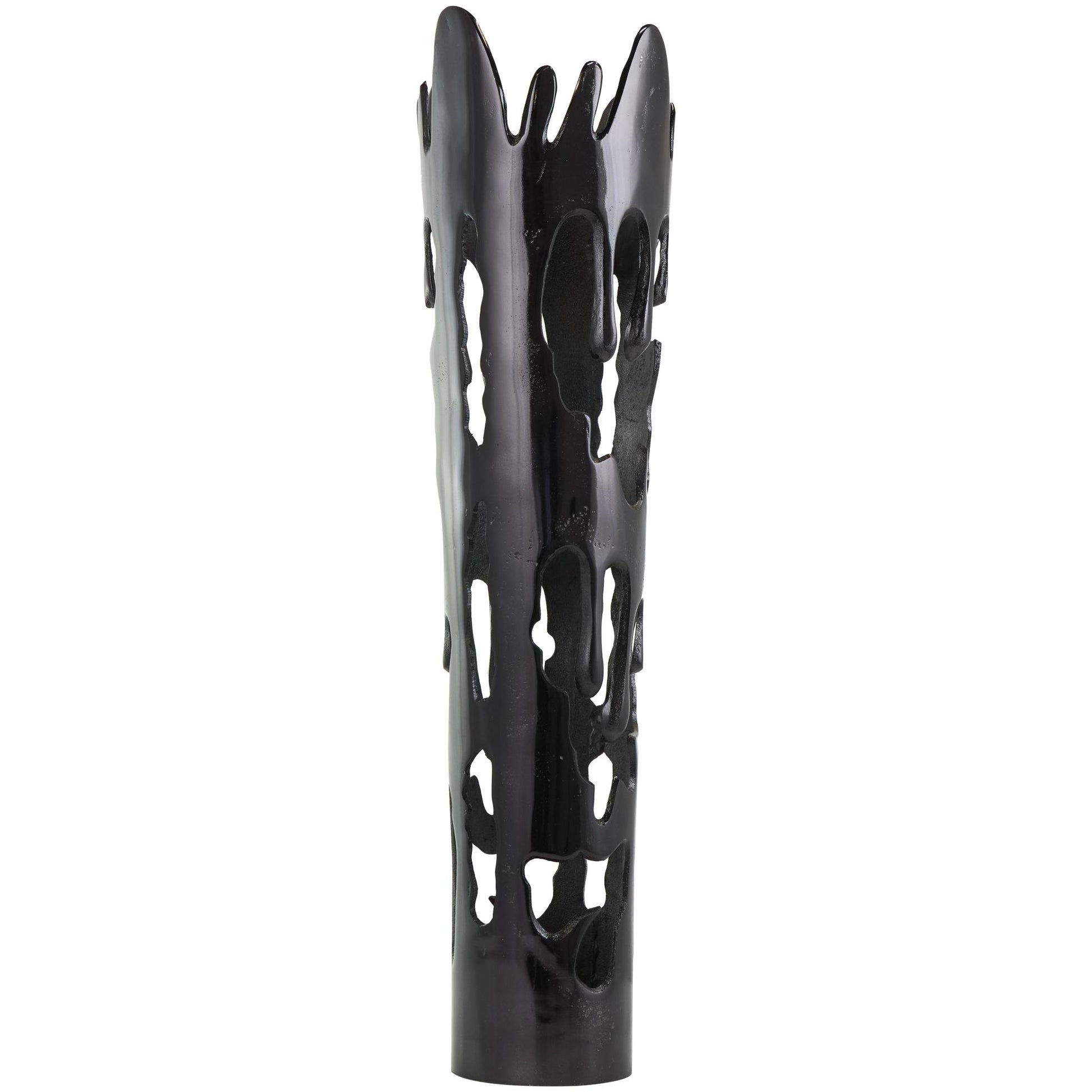 Abstract Aluminum Metal Tall Floor Drip Decorative Vase with Melting Designed Body