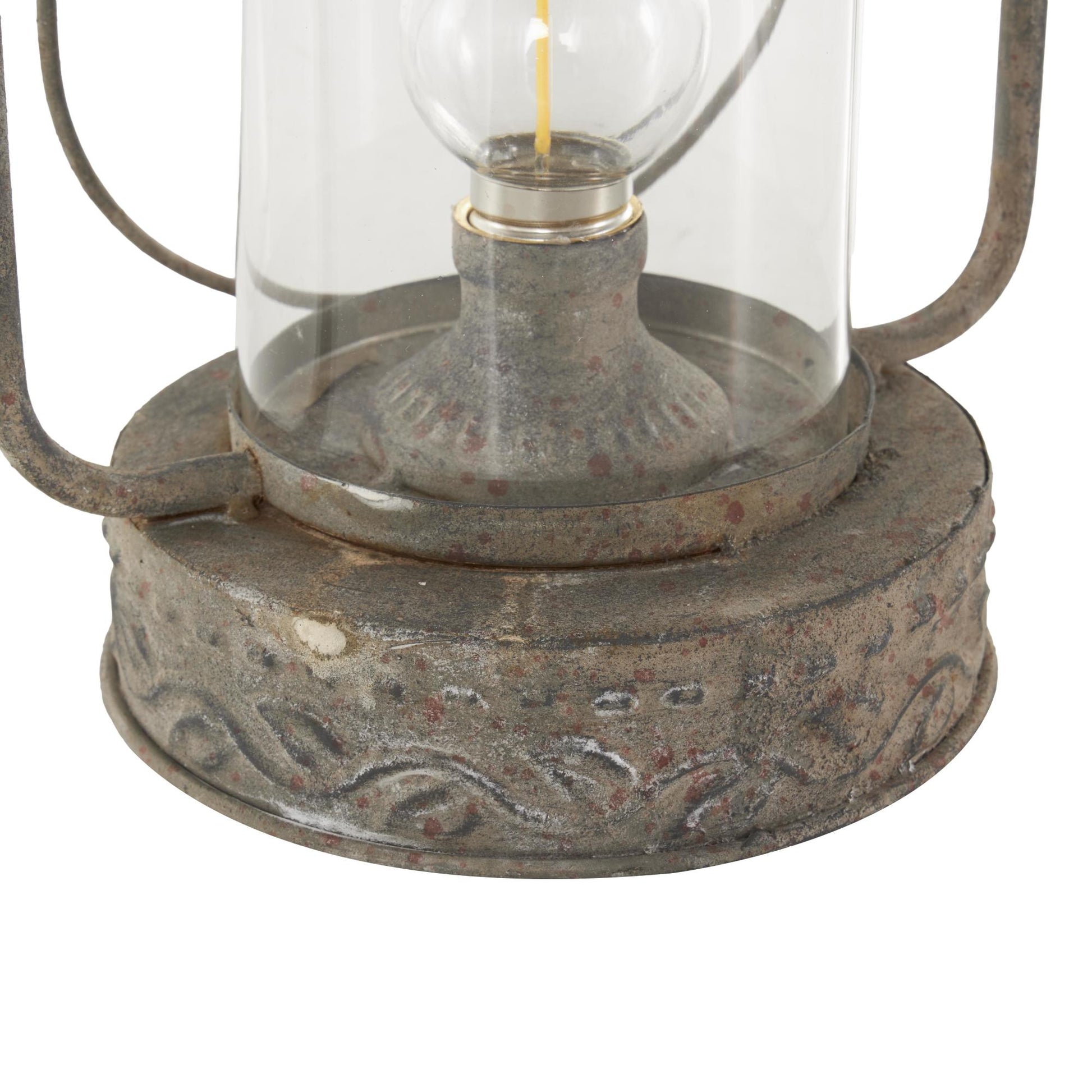 Leaf Bronze Metal Decorative Indoor Outdoor Candle Lantern with Red Accents and Handle