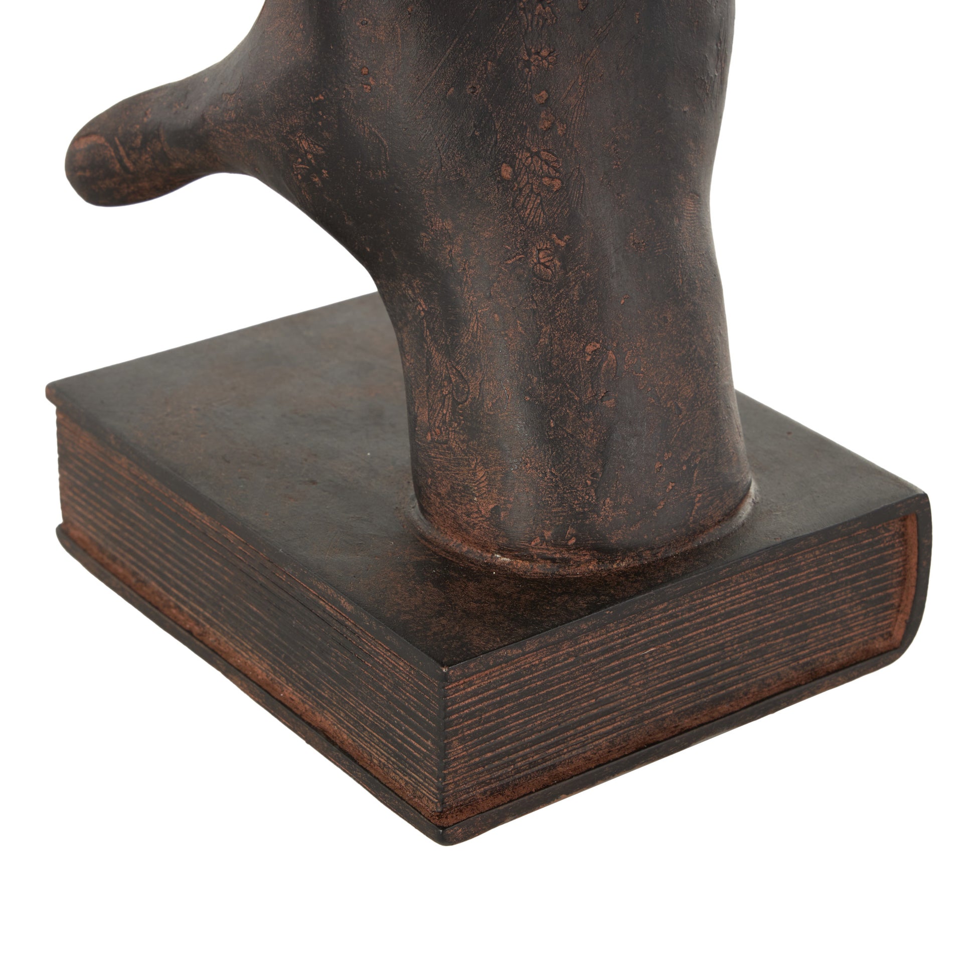 Set of 2 Hands Dark Brown Resin Heart Inspired Decorative Bookends with Butterfly and Copper Accents