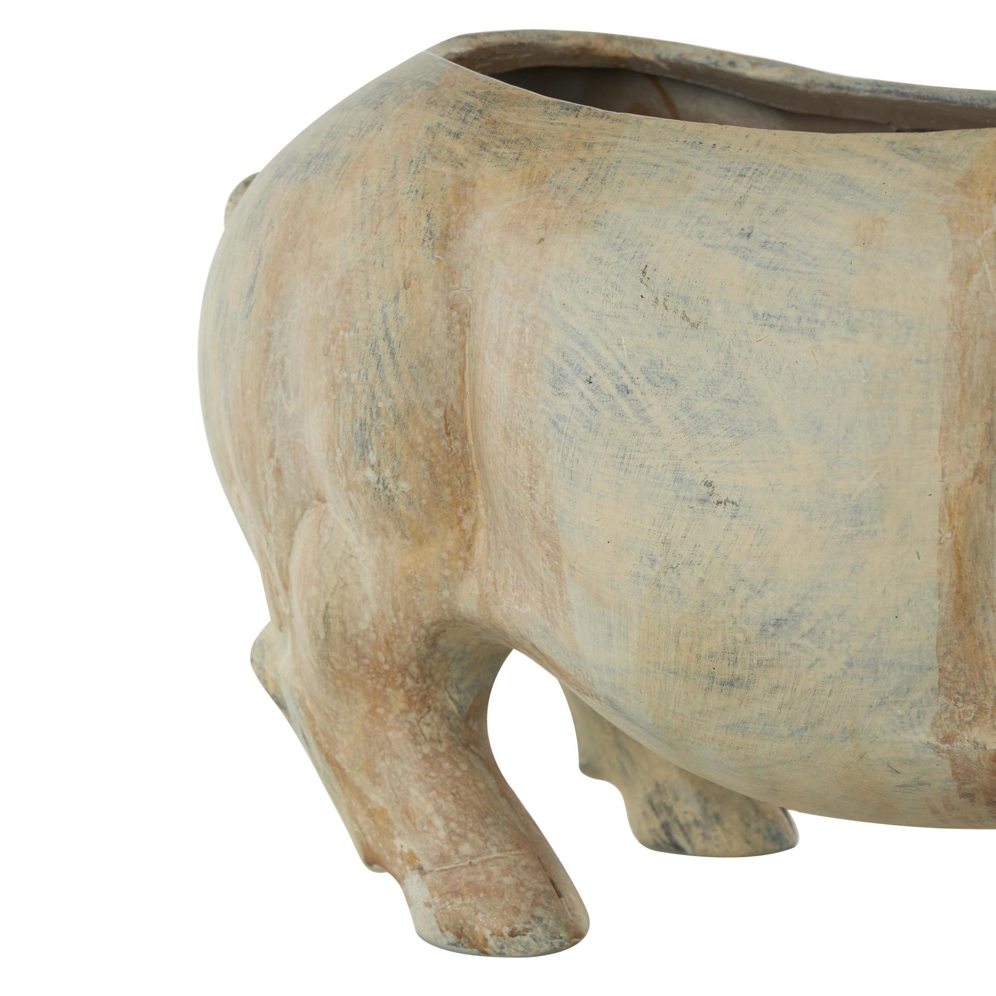 Pig Light Brown Resin Indoor Outdoor Planter with Distressed Details
