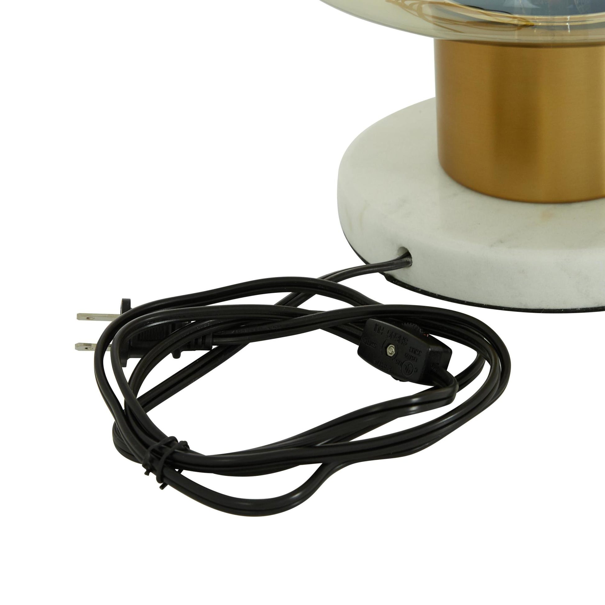 Gold Metal Room Table Lamp with Clear Dome Shaped Shade and Marble Base