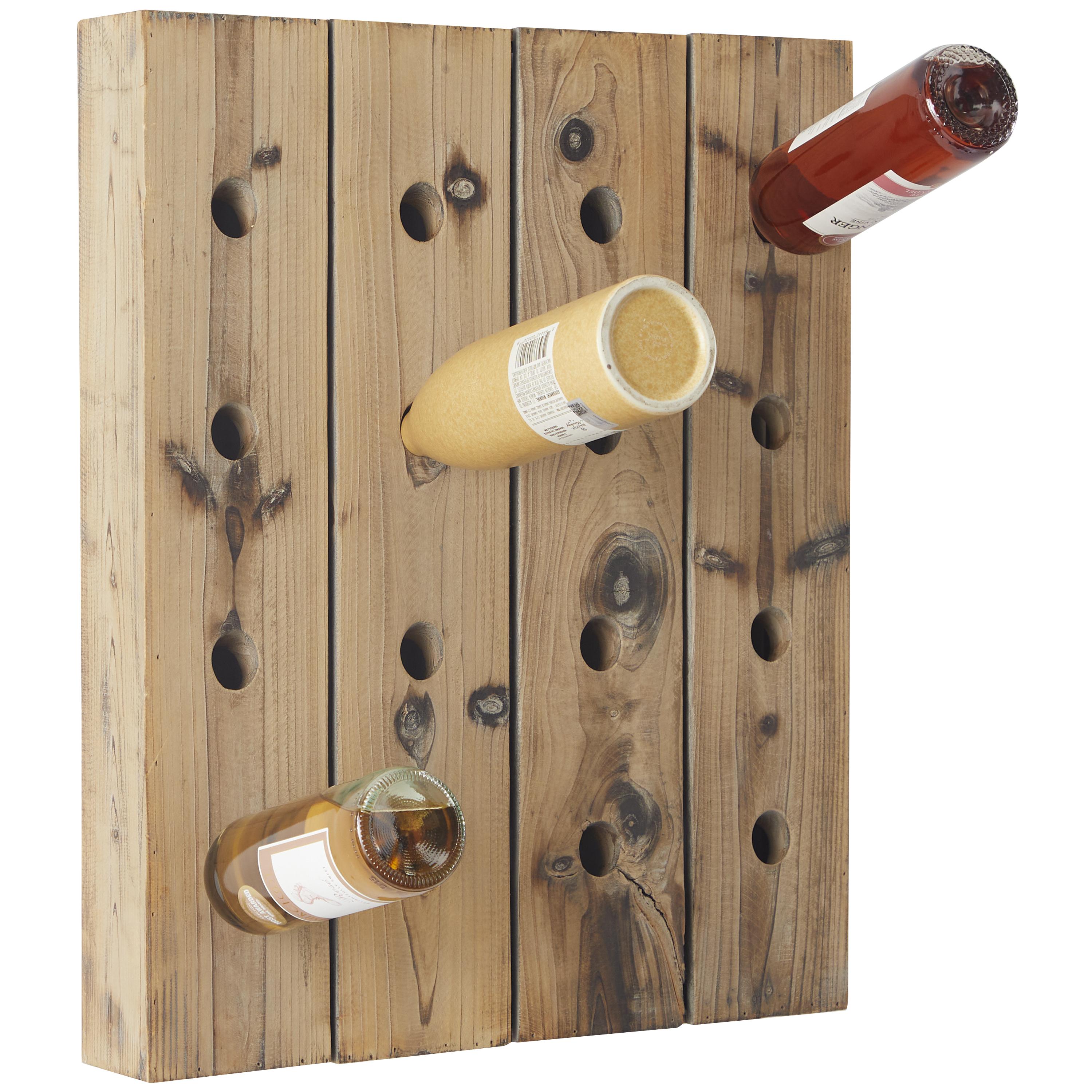Brown Wood Tall 40 Hole Display Wall Wine Rack