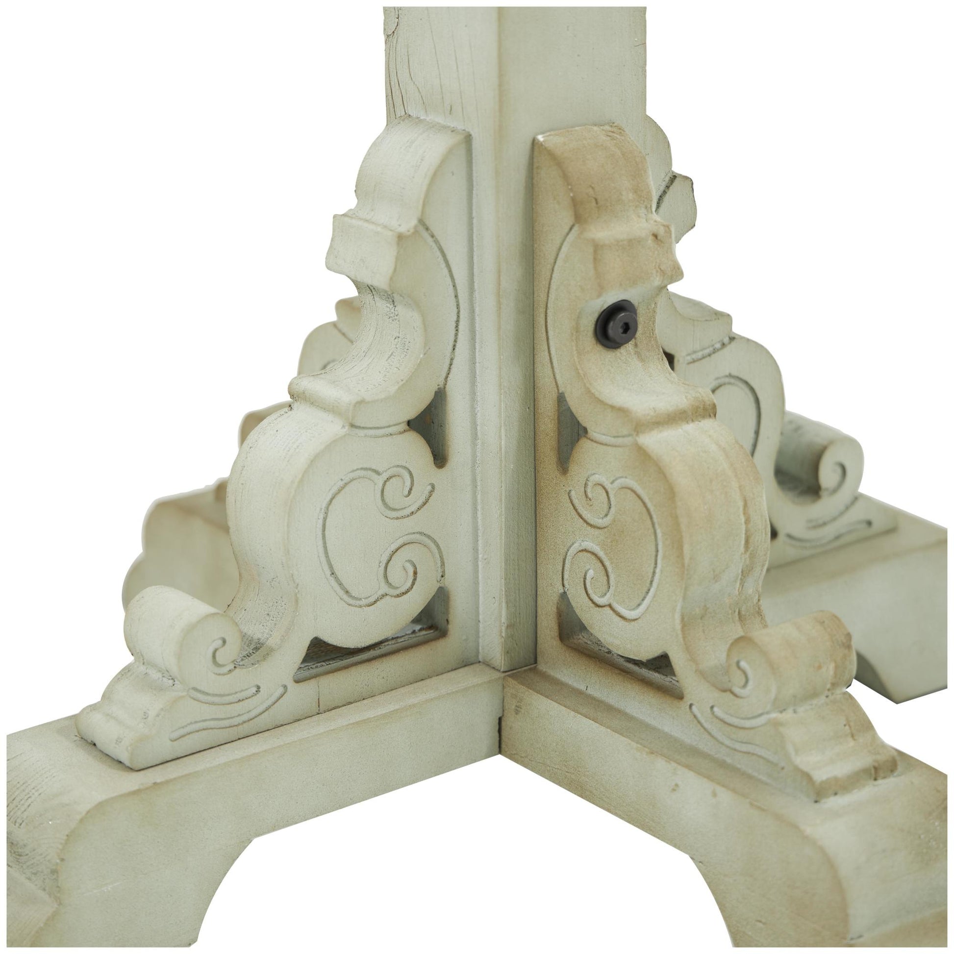 Scroll Gray Wood Vintage Style 12 Hook Freestanding Coat Rack with Black Metal Hooks