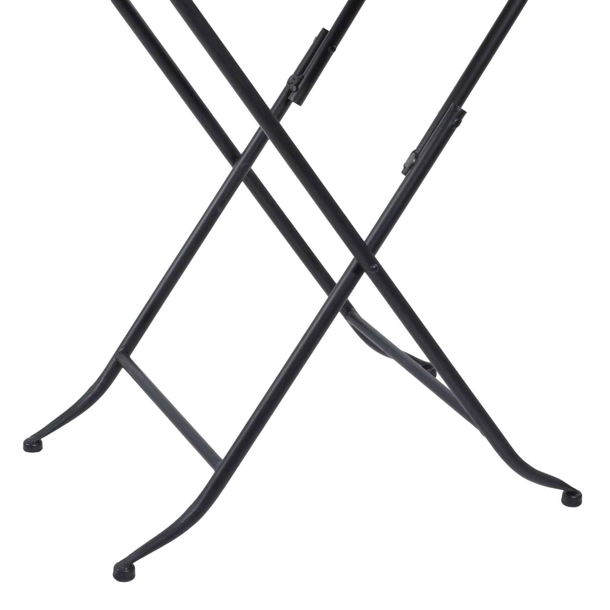 Brass Metal Side End Accent Table with Black Marble Tray Top and Metal Folding Legs