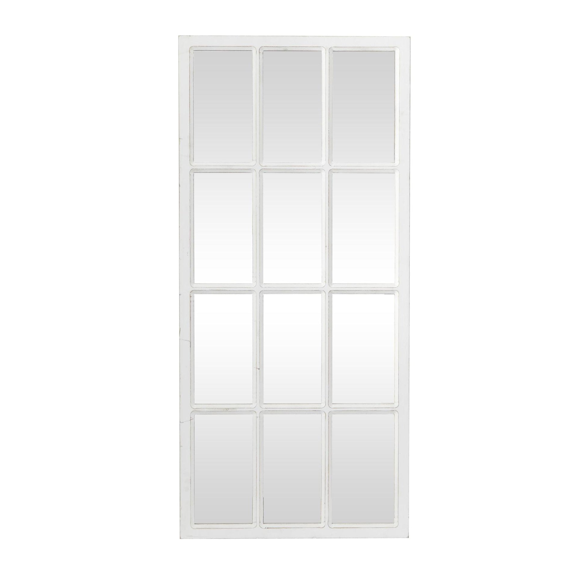 White Wood Window Pane Inspired Room Wall Mirror