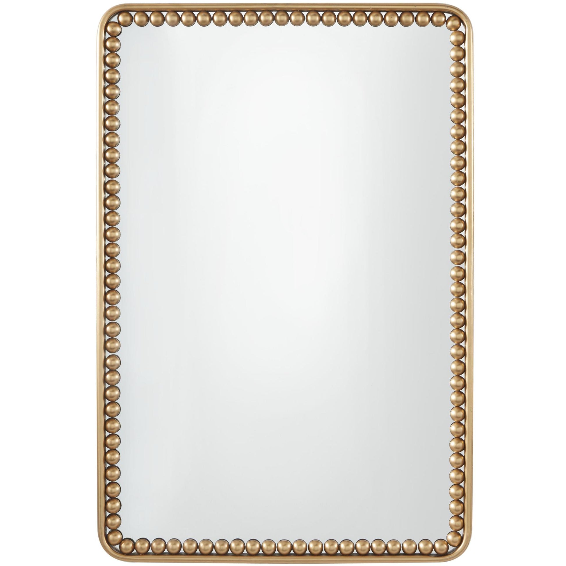 Gold Metal Rectangular Beaded Room Wall Mirror