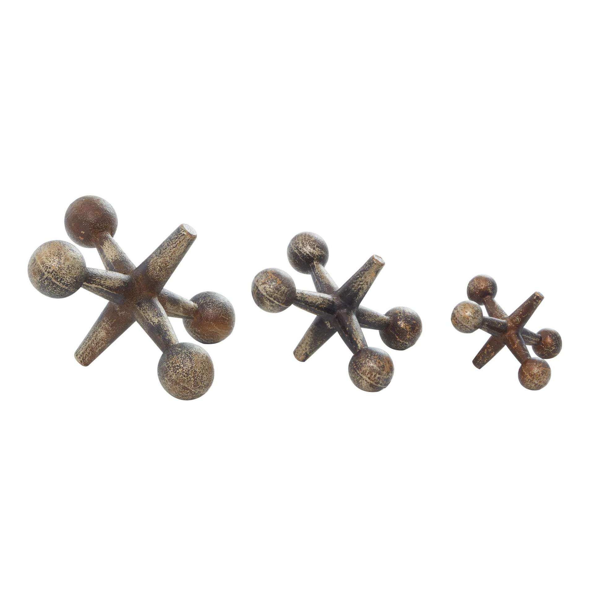 Set of 3 Jack Metal Decorative Sculpture Set of 3 5", 7", 9"W