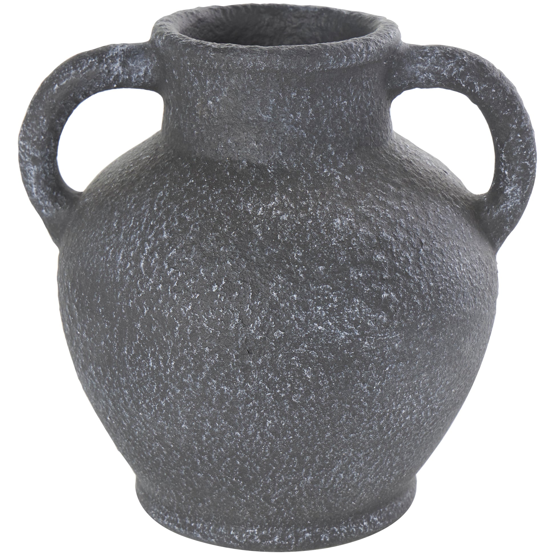 Black Ceramic Whitewashed Textured Amphora Decorative Vase with 2 Handles