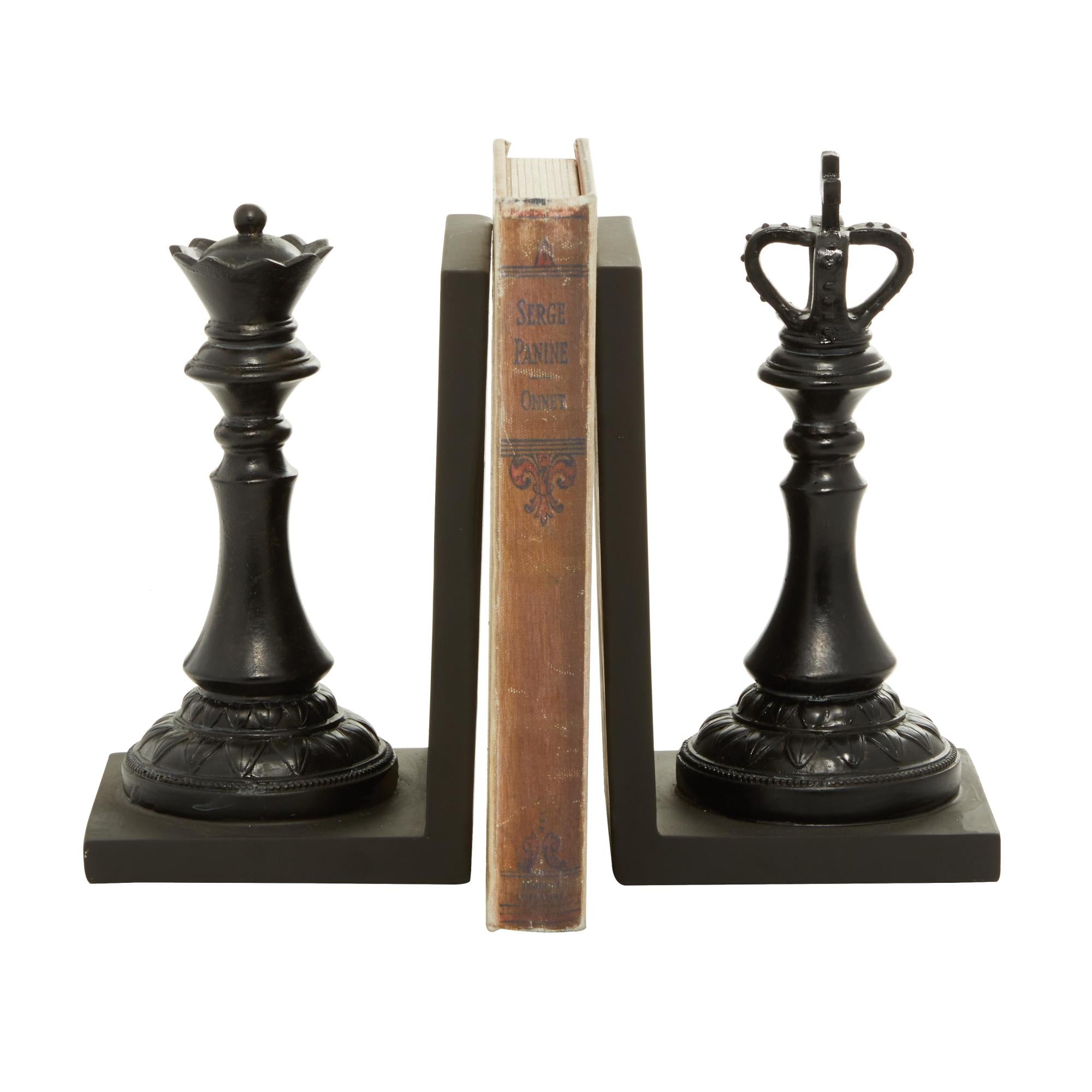 Set of 2 Chess Crystal Oversized Decorative Bookends with Cut Crystal Designs Set of 2 4"W, 10"H
